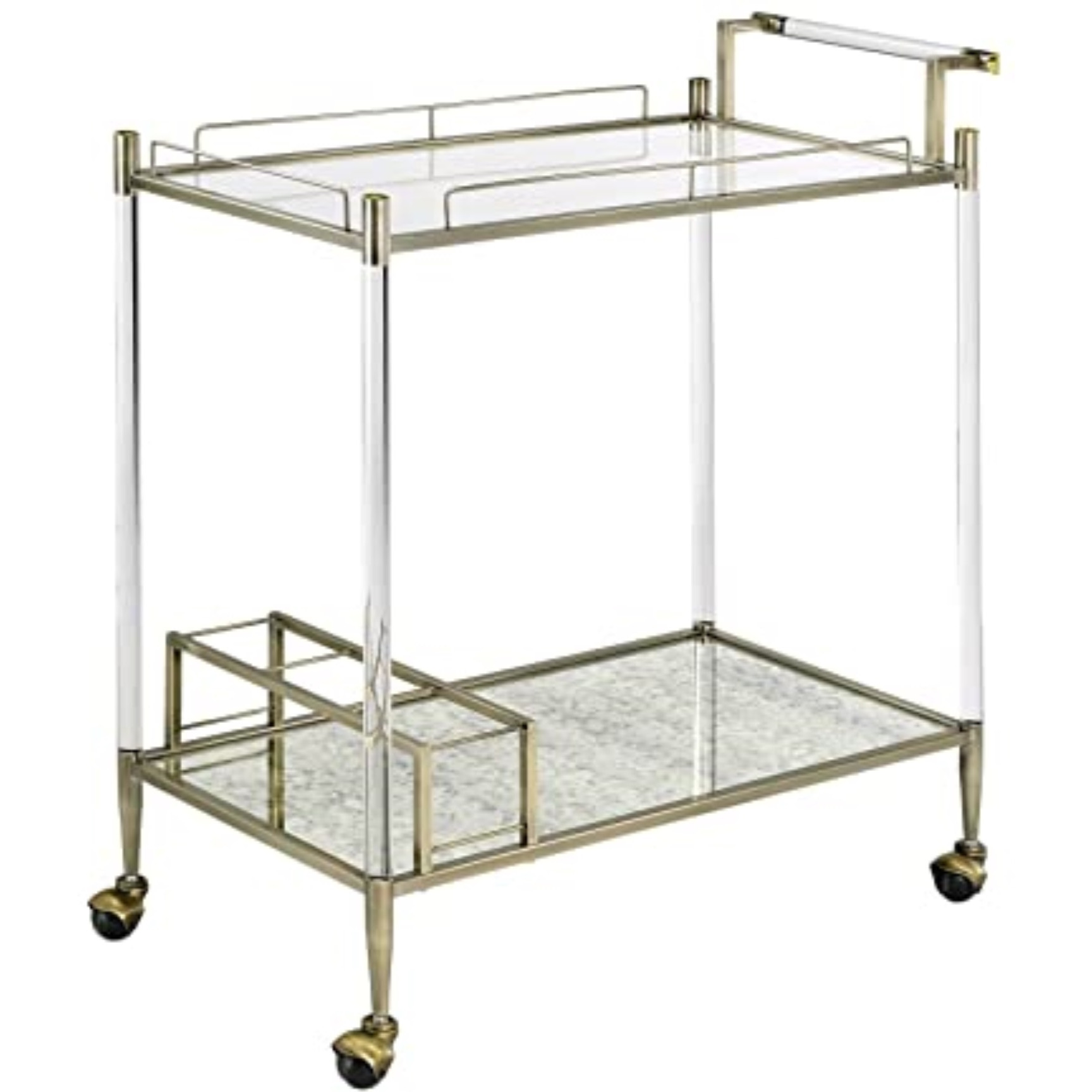 AC00160 - Serving Cart, Antique Mirror & Wire Brass - Cirro