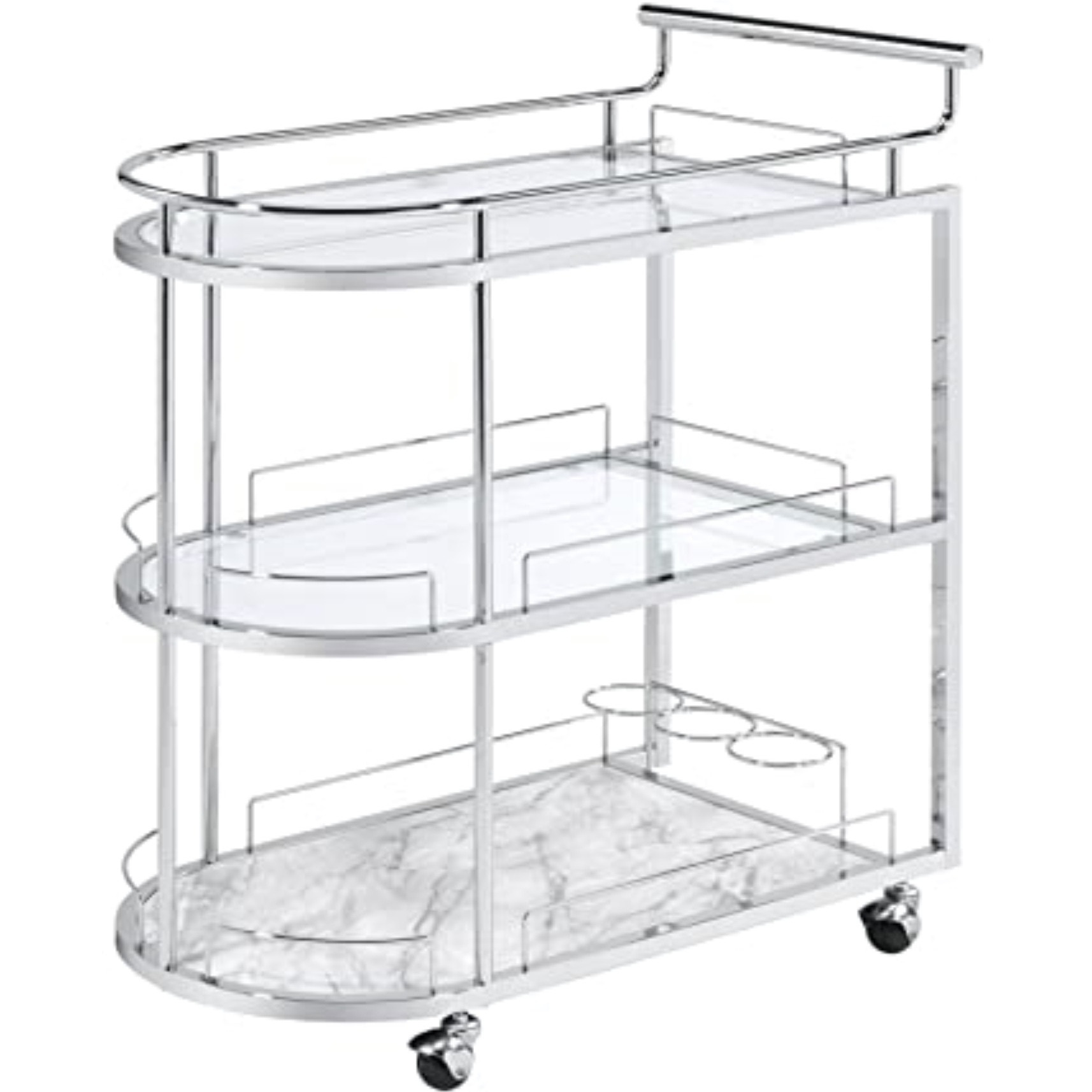 AC00161 - Serving Cart, Clear Glass & Chrome Finish - Inyo