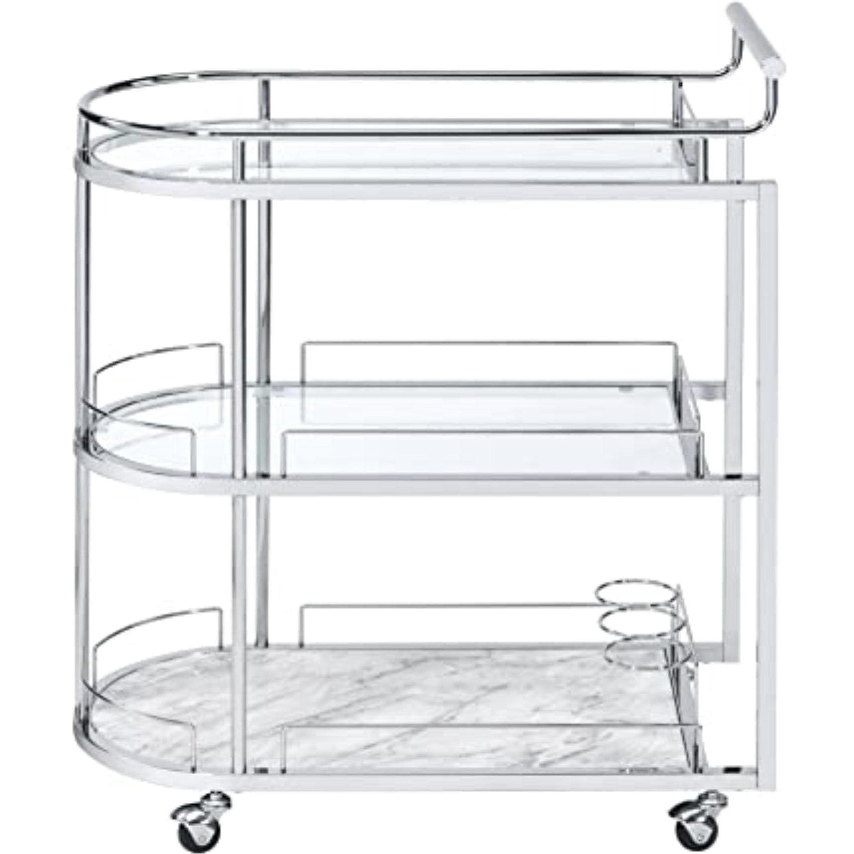 AC00161 - Serving Cart, Clear Glass & Chrome Finish - Inyo