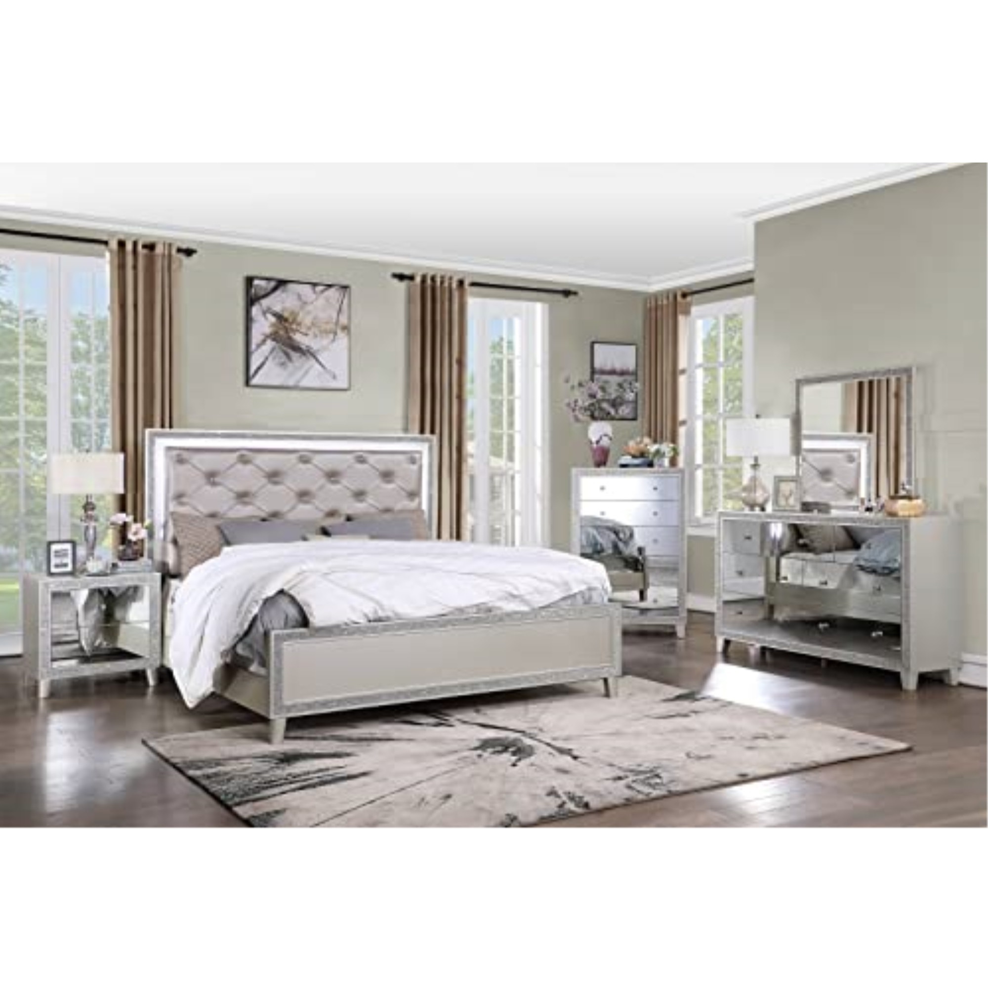 BD00244 - Mirror, Mirrored & Champagne Finish - Sliverfluff