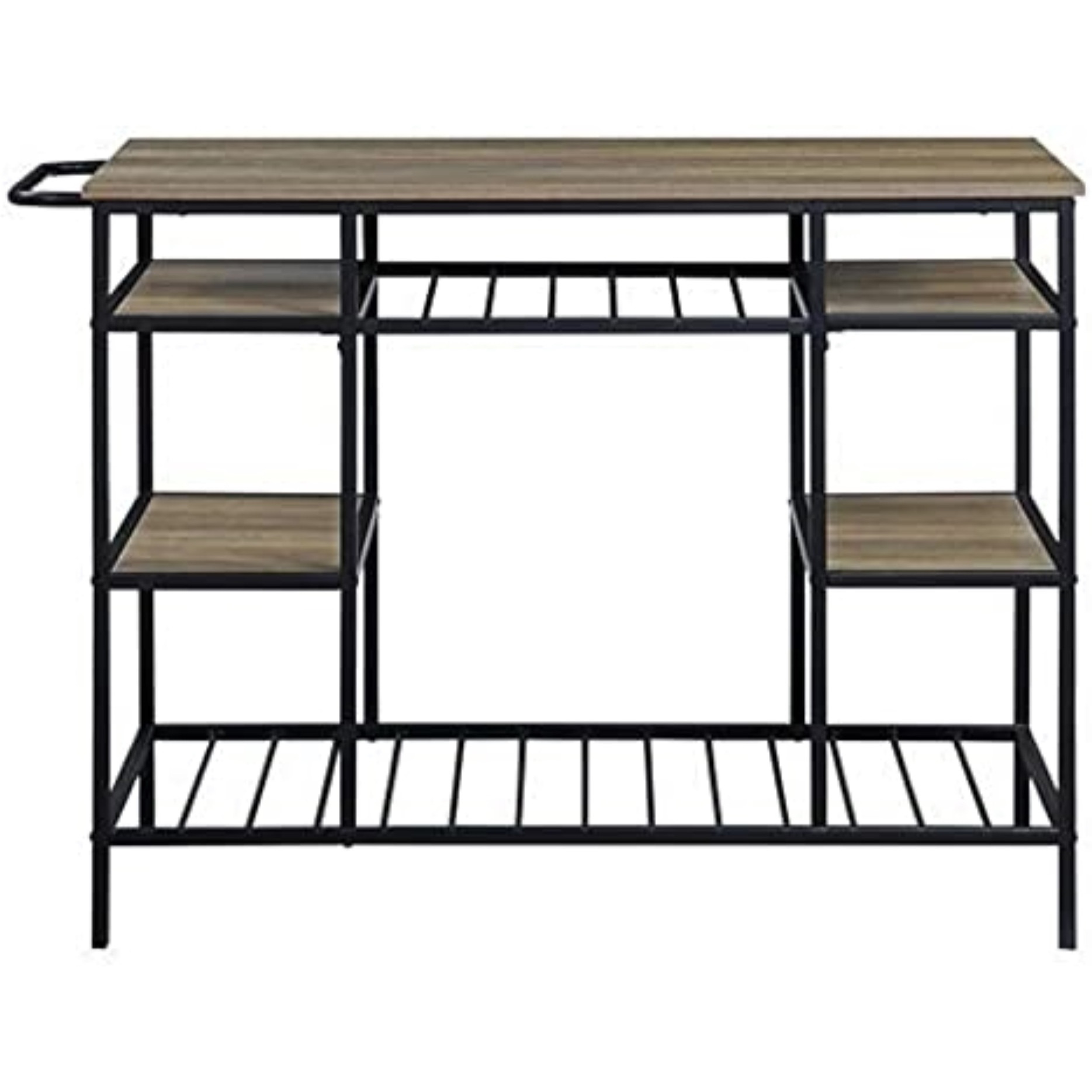 AC00325 - Kitchen Island, Rustic Oak & Black Finish - Lona