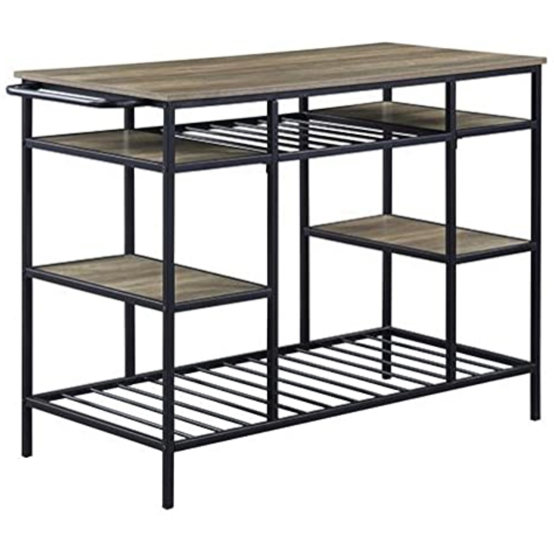 AC00325 - Kitchen Island, Rustic Oak & Black Finish - Lona