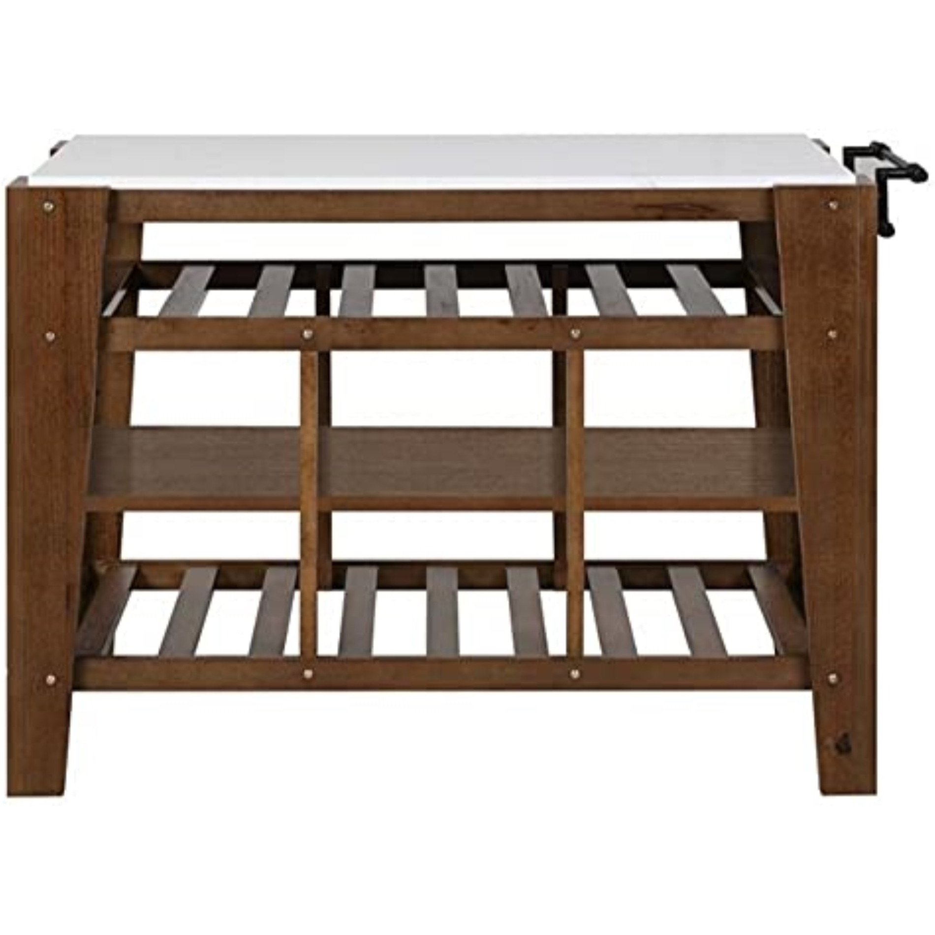 AC00396 - Kitchen Island , Marble Top & Rustic Brown Finish - Alaroa
