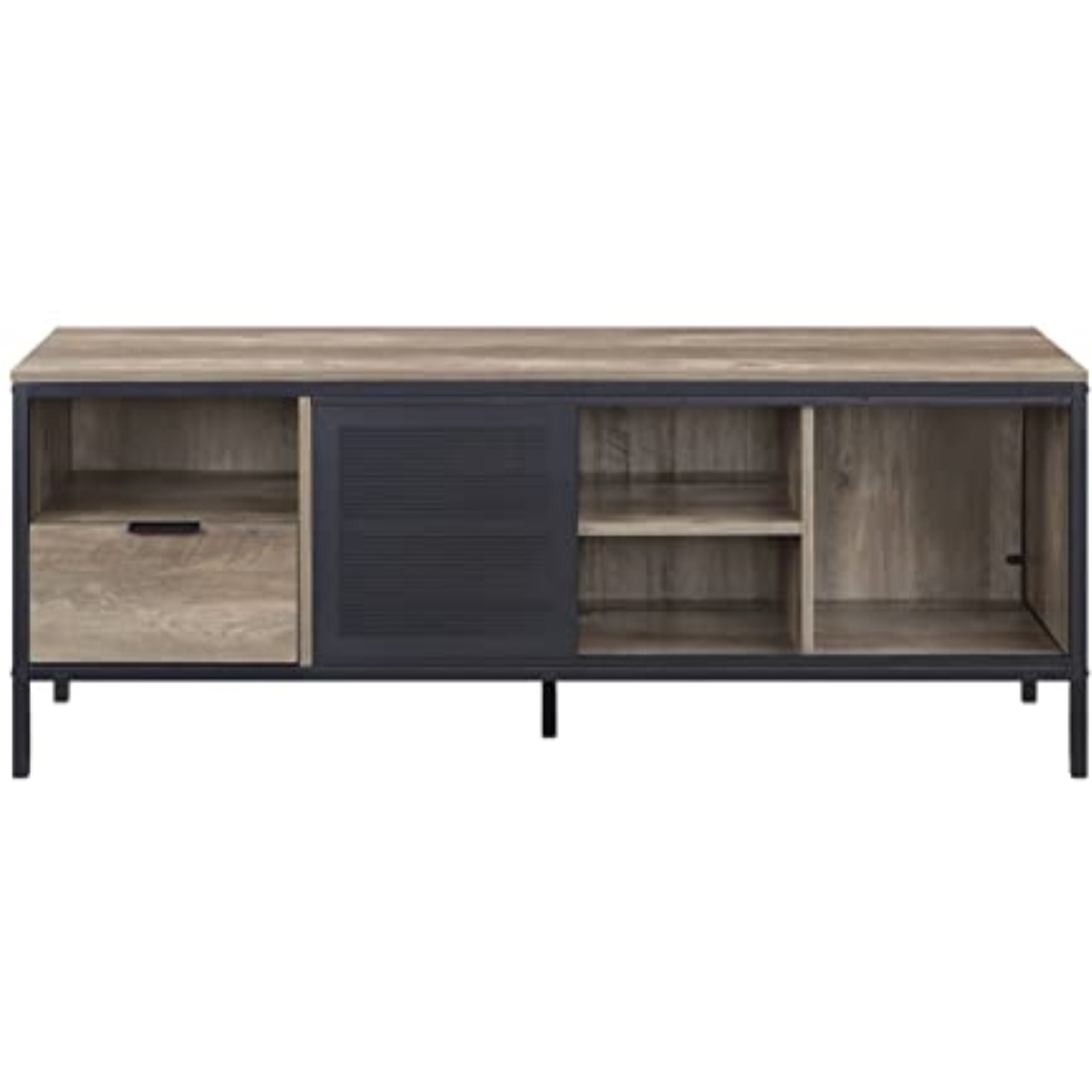 LV00404 - TV Stand, Rustic Oak & Black Finish - Nantan