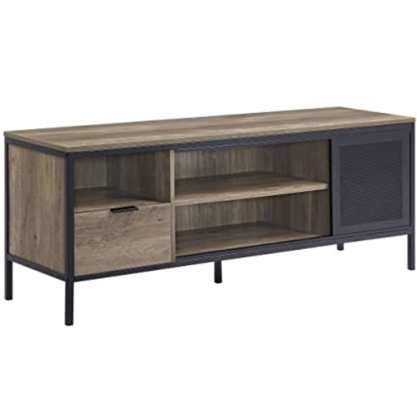 LV00404 - TV Stand, Rustic Oak & Black Finish - Nantan