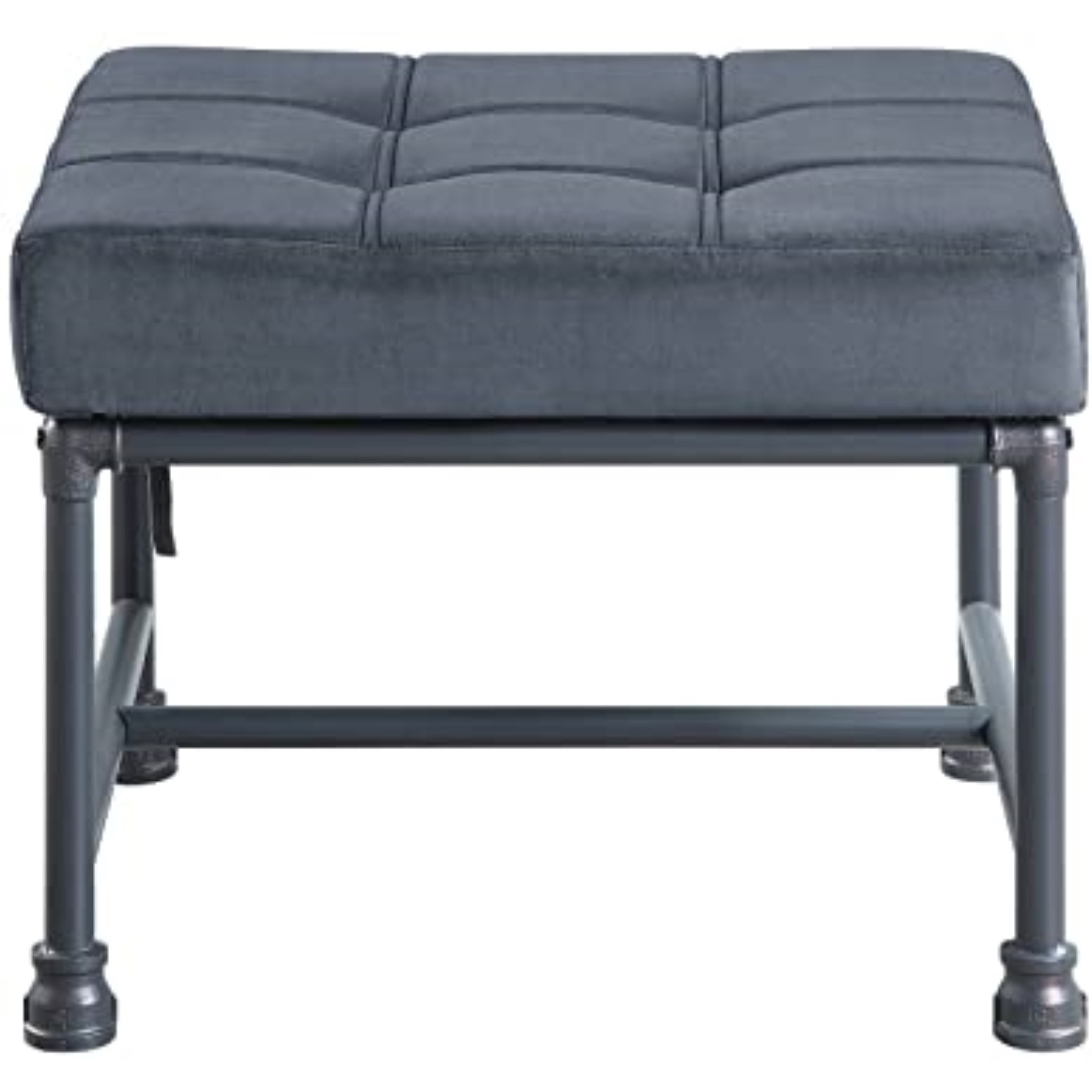 AC00427 - Ottoman, Gray Velvet & Sandy Gray Finish - Brantley