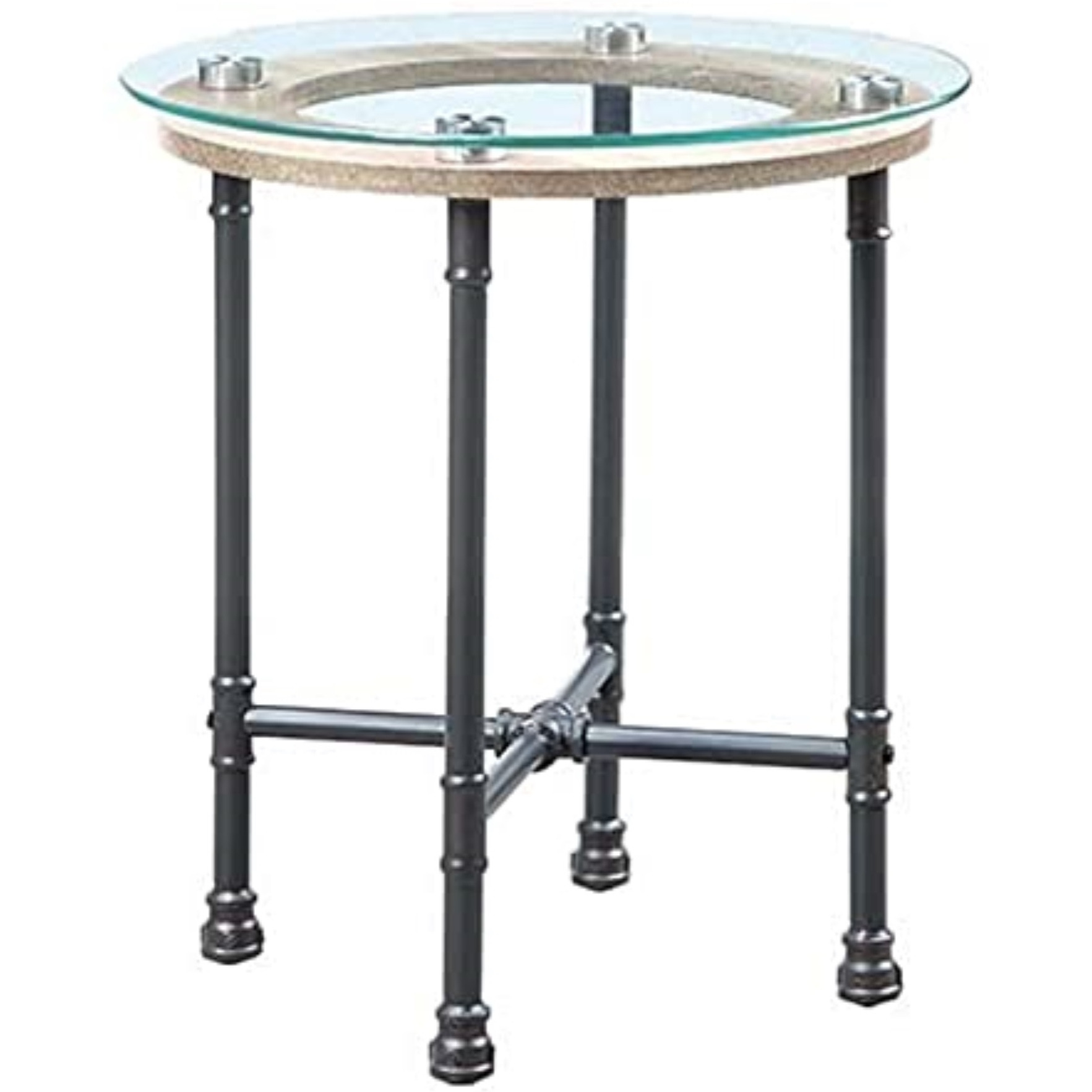 LV00436 - End Table, Clear Glass & Sandy Gray Finish - Brantley