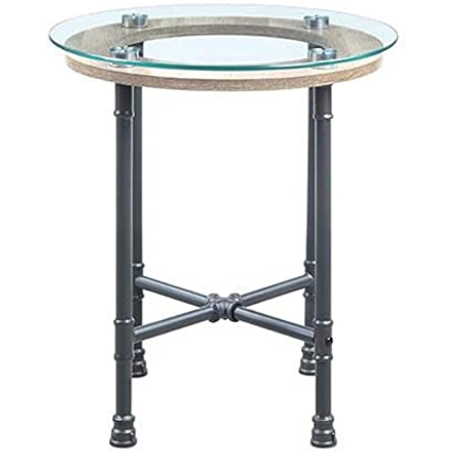 LV00436 - End Table, Clear Glass & Sandy Gray Finish - Brantley