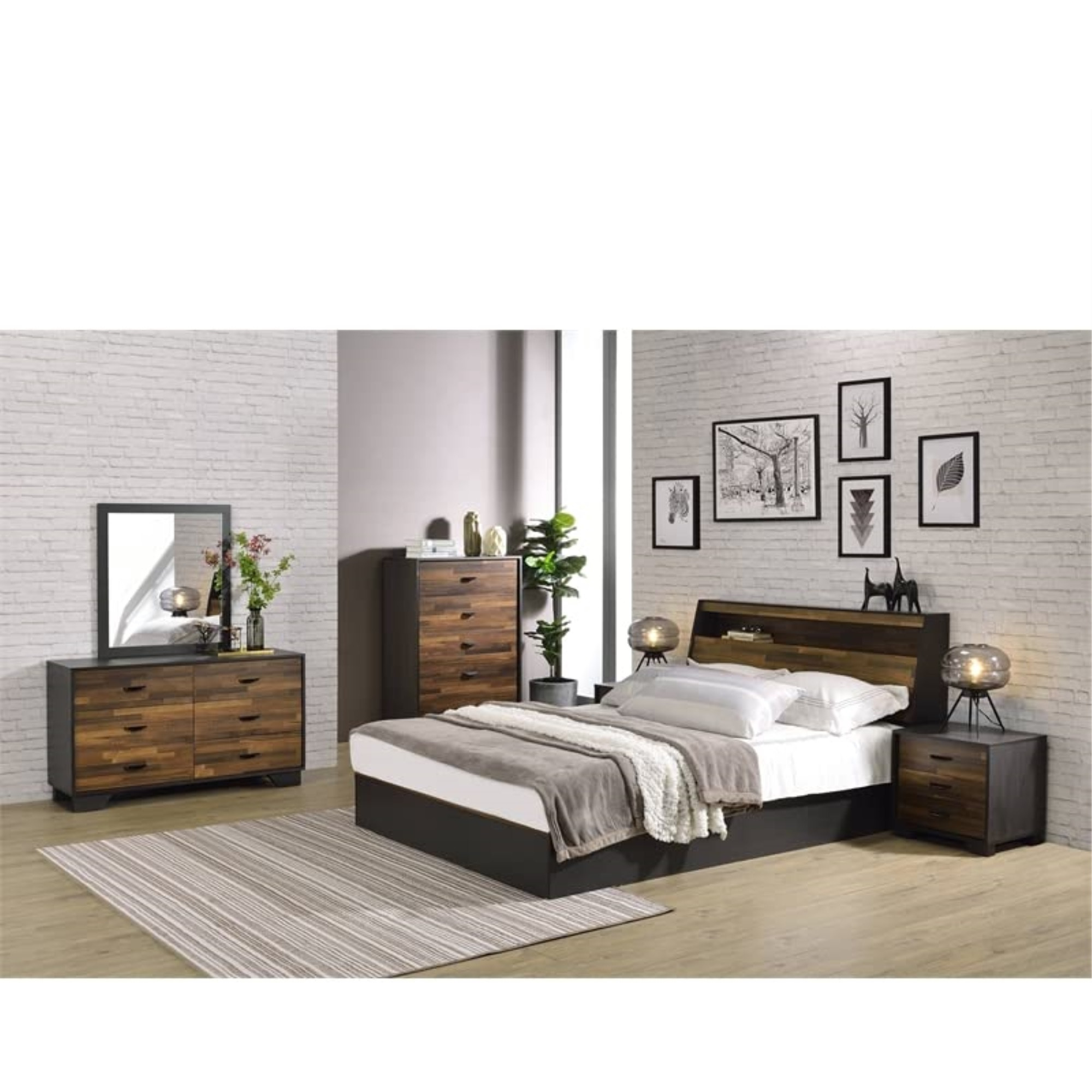 BD00547 - Mirror, Walnut & Black Finish - Eos