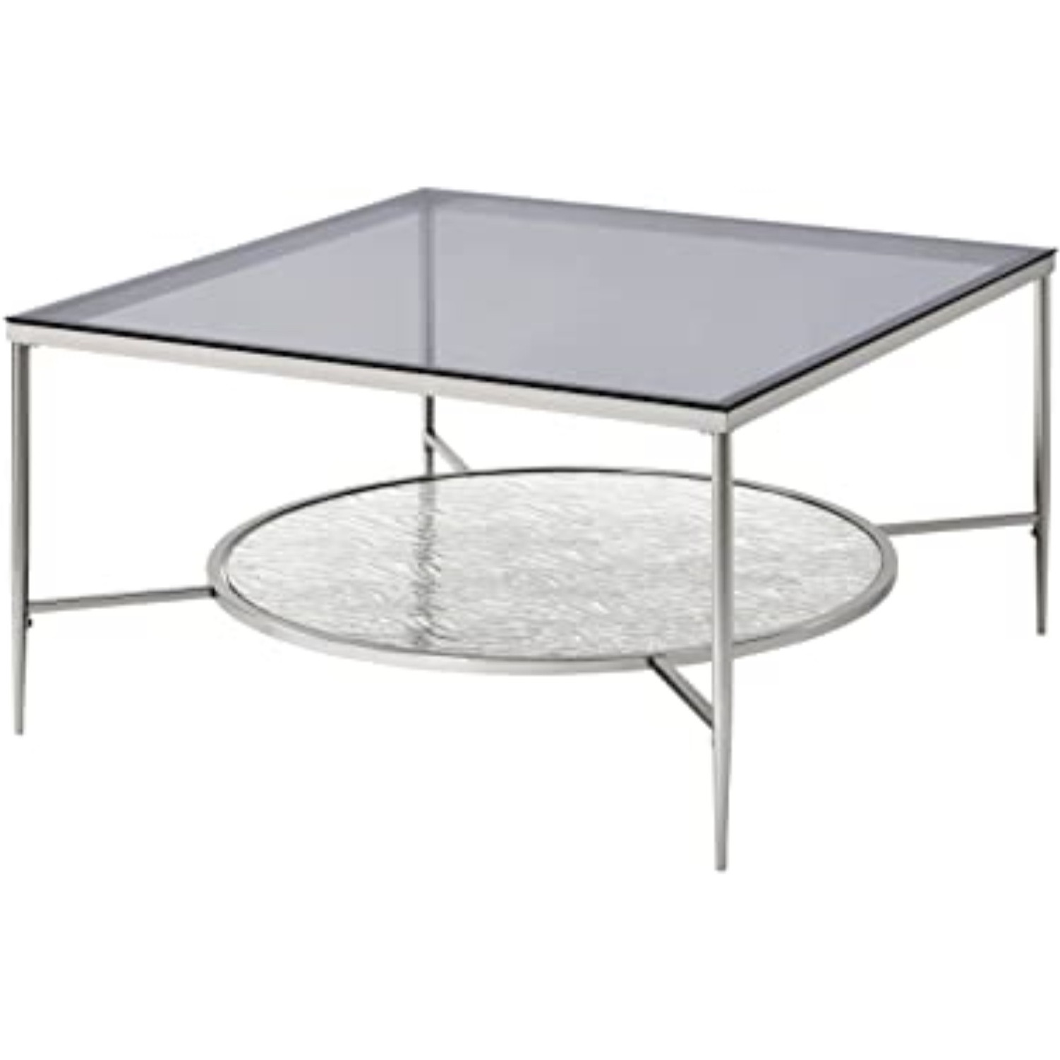 LV00574 - Coffee Table, Glass & Chrome Finish - Adelrik