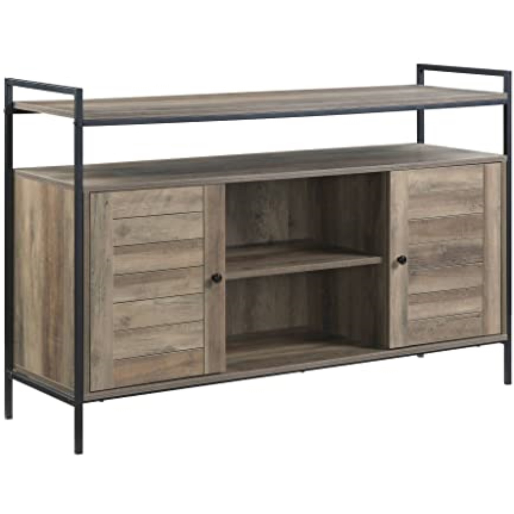 LV00743 - TV Stand, Rustic Oak & Black Finish - Baina