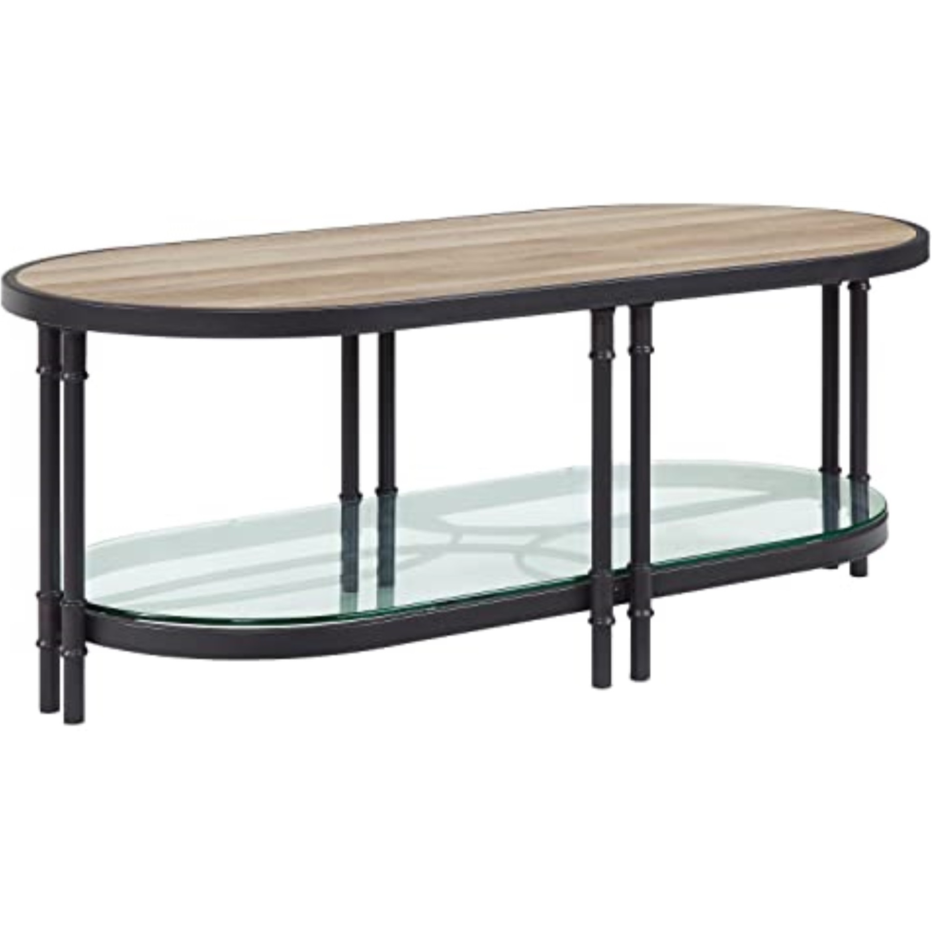 LV00751 - Coffee Table, Oak & Sandy Black Finish - Brantley
