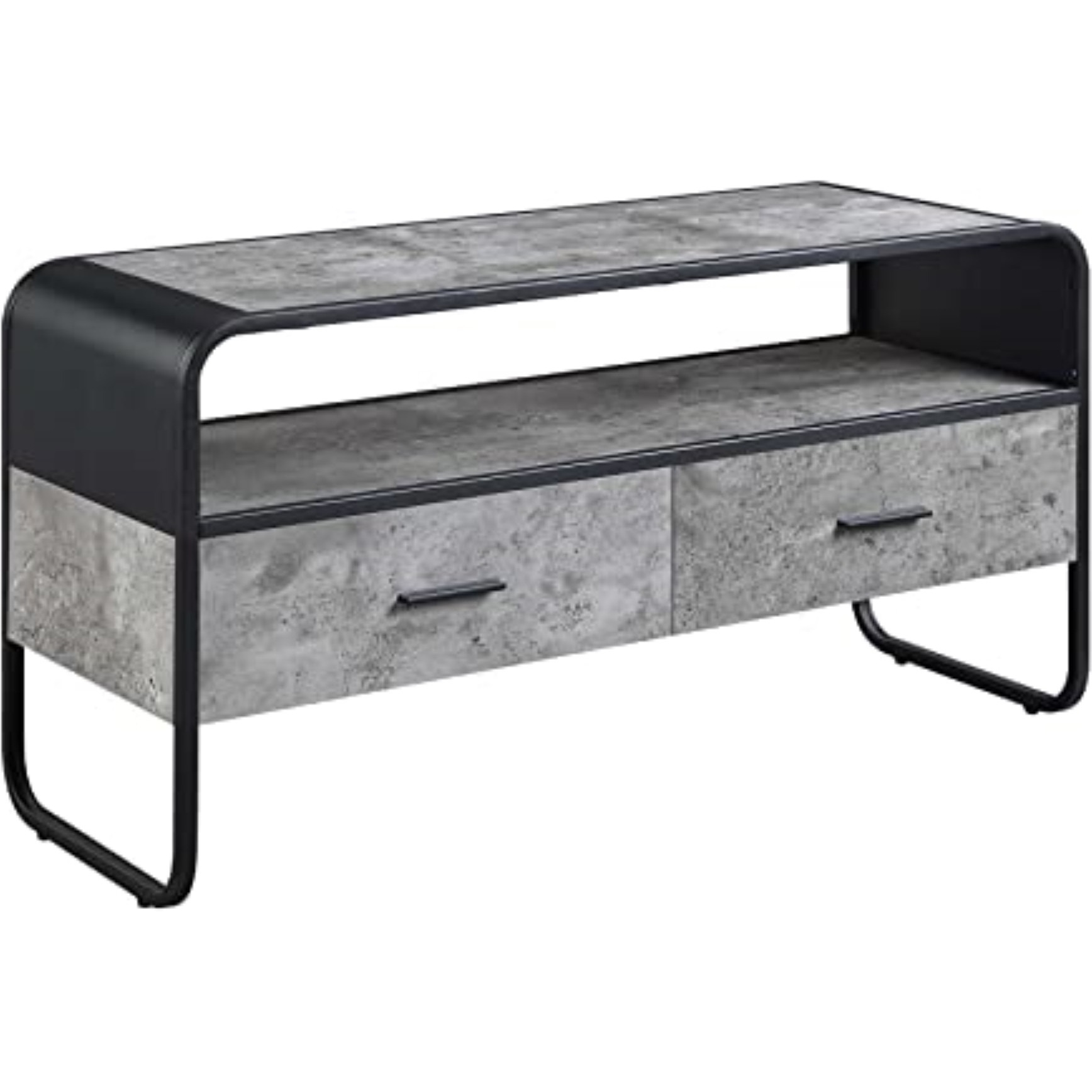 LV01143 - TV Stand, Concrete Gray & Black Finish - Raziela