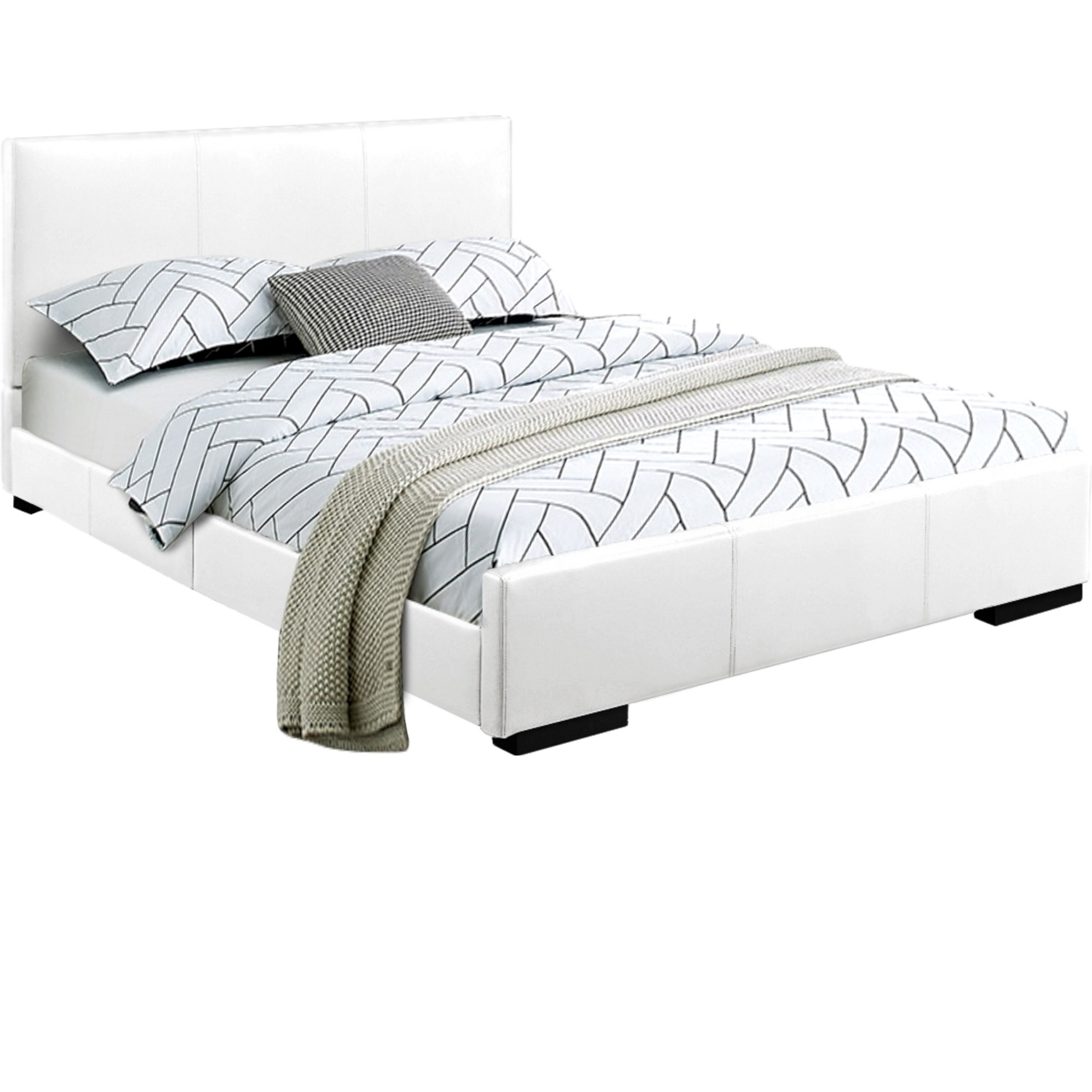 Abbey Platform Bed, White, Queen