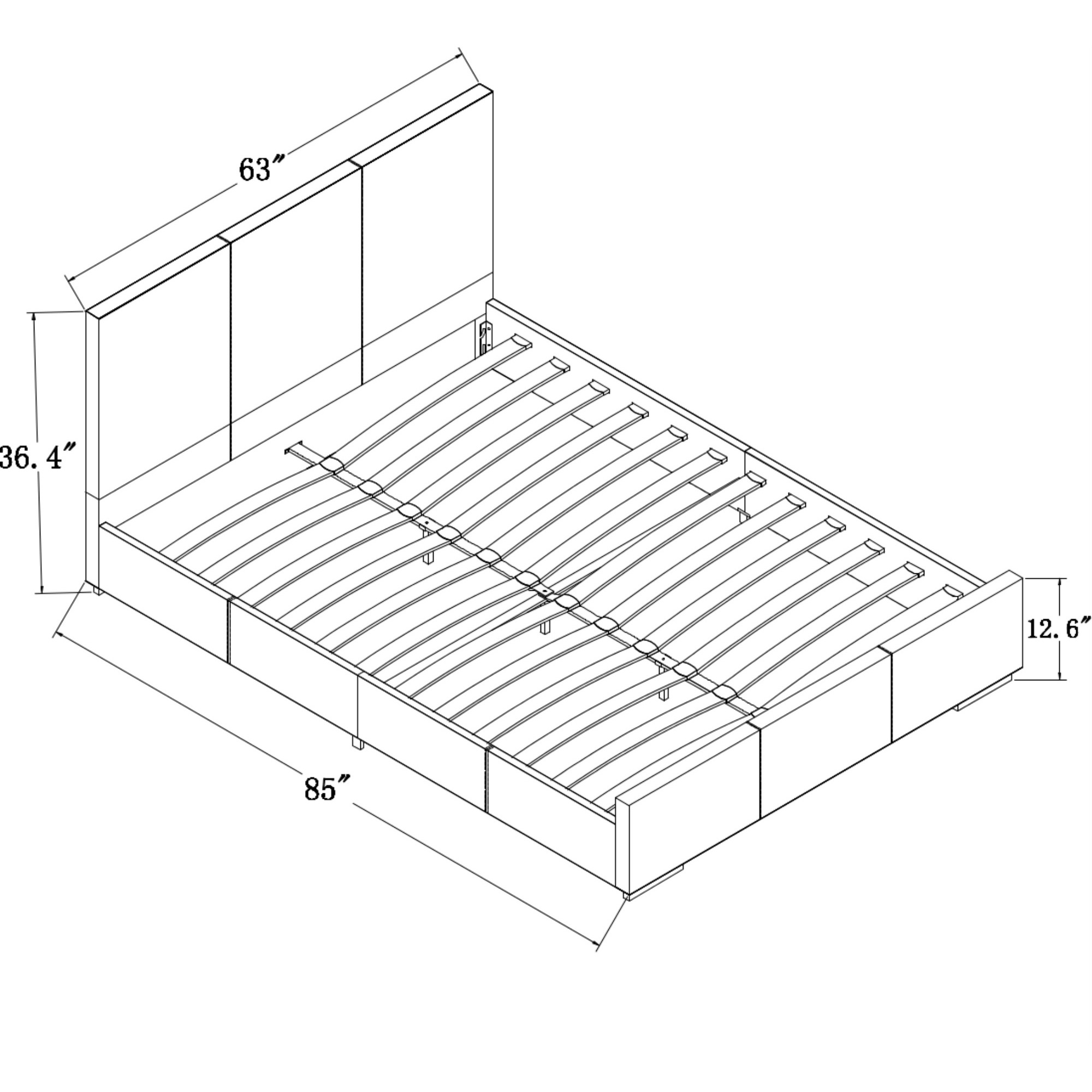 Hindes Upholstered Platform Bed, Beige, Queen