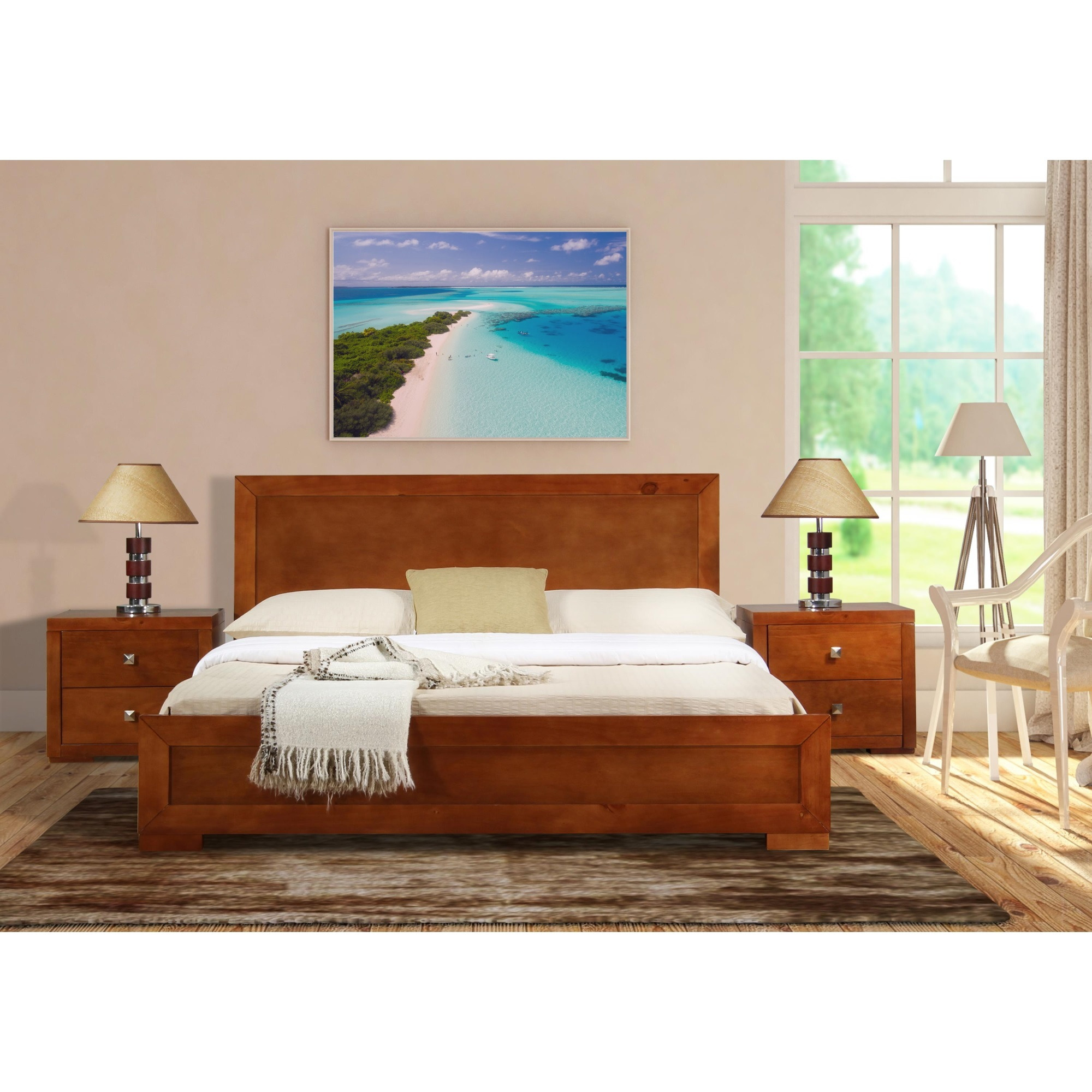 Trent Wooden Platform Bed in Cherry, King