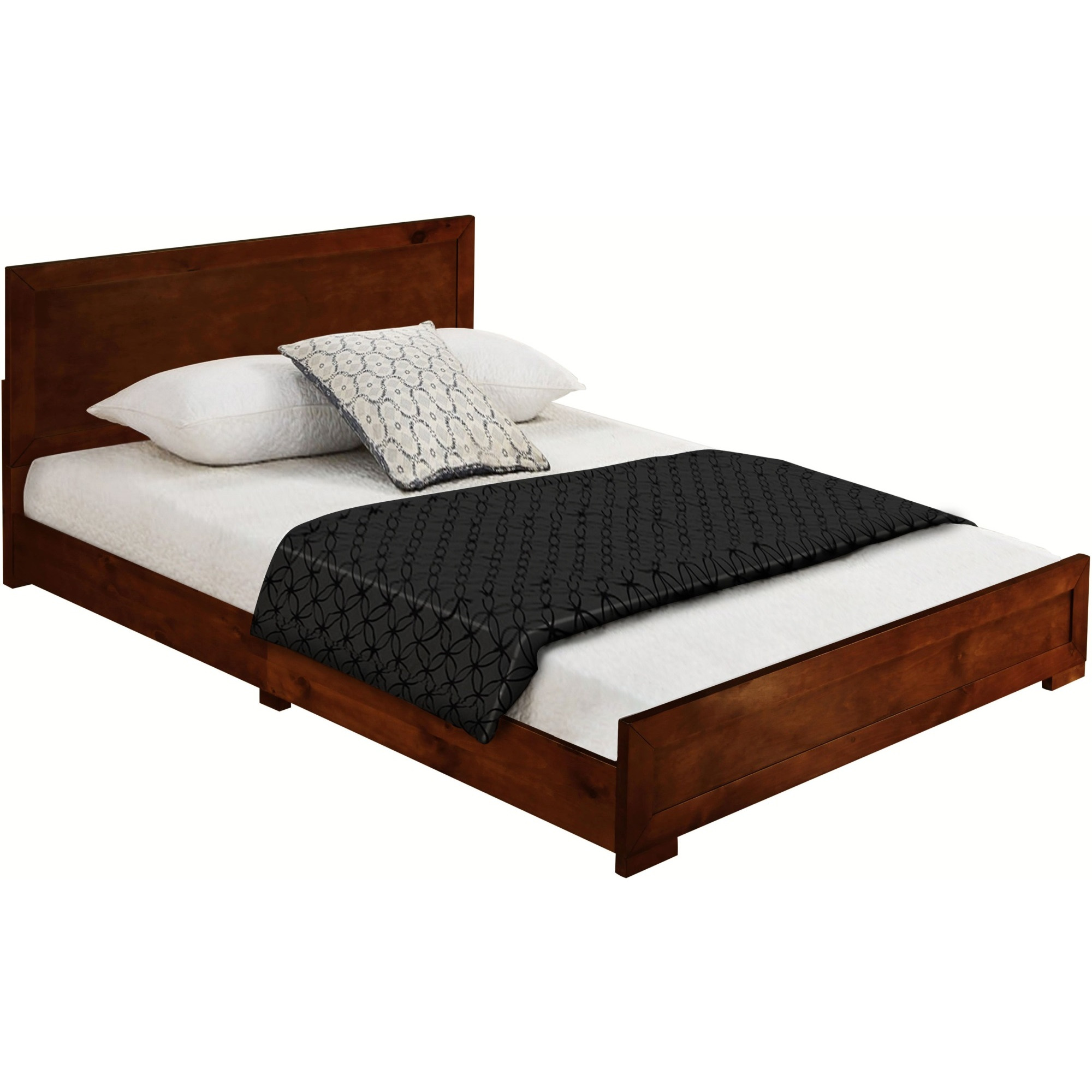 Trent Wooden Platform Bed in Walnut, Queen