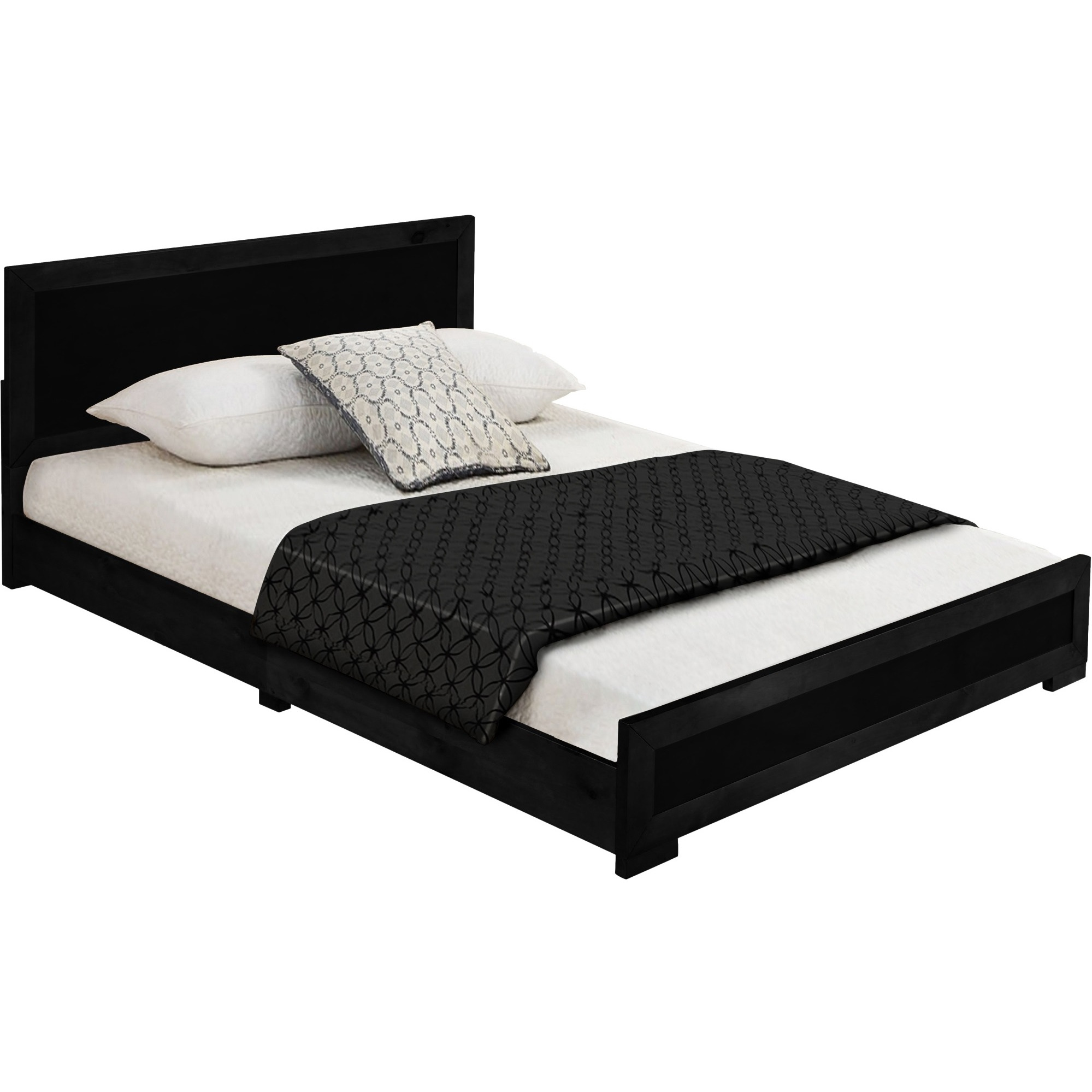 Trent Wooden Platform Bed in Black, Full