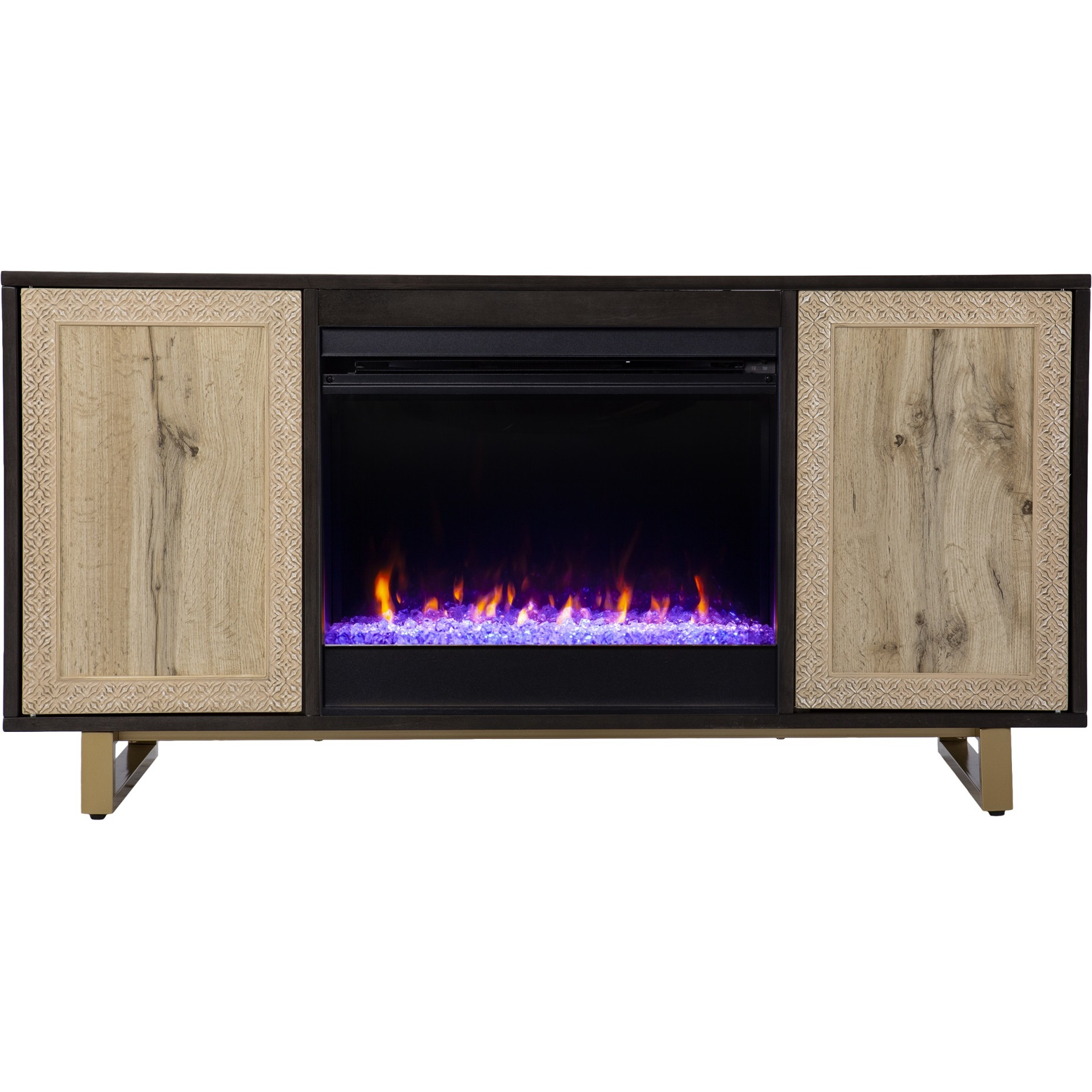 Wilconia Color Changing Fireplace w/ Media Storage and Carved Details