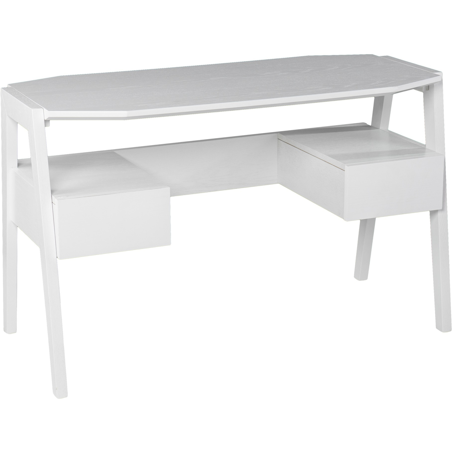Clyden Midcentury Modern Writing Desk w/ Storage - White
