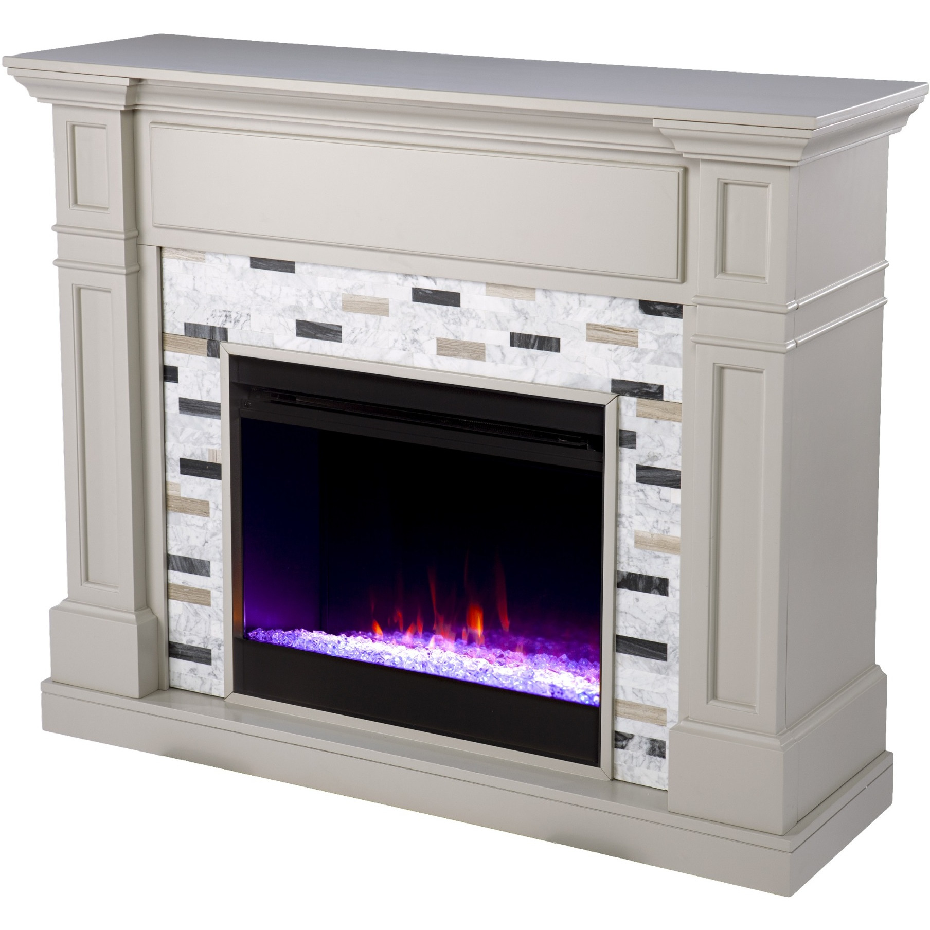 Birkover Color Changing Electric Fireplace w/ Marble Surround