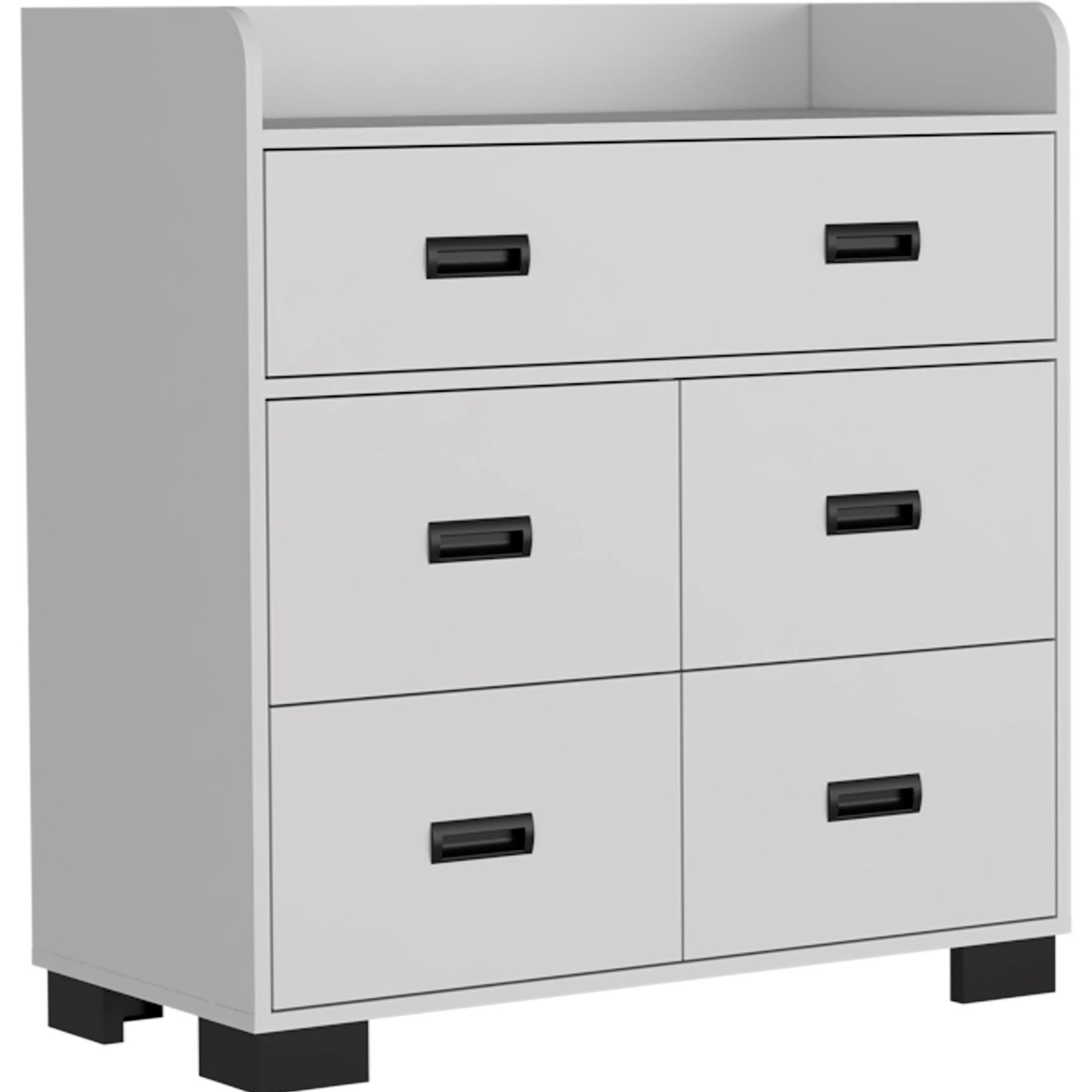 TUHOME Alyn Dresser, Four Legs, One Ample Drawer, Four Drawers, Countertop, White, For Bedroom