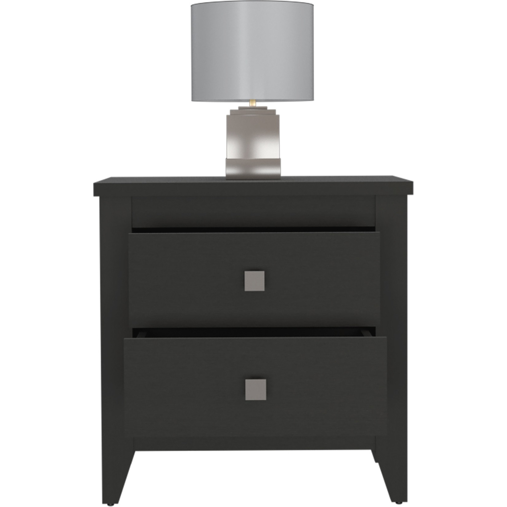 TUHOME Amara Nightstand, Countertop, Two Shelves, Four Legs-Black, For Bedroom