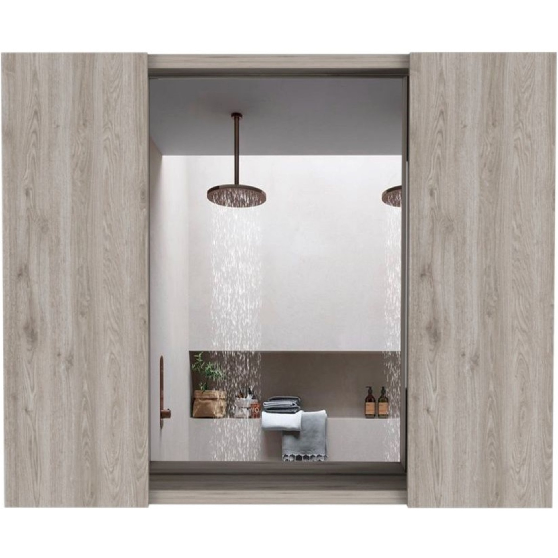 TUHOME Artemisa Medicine Cabinet, Two-Door Cabinet, Mirror, One External Shelf-Light Grey, For Bathroom