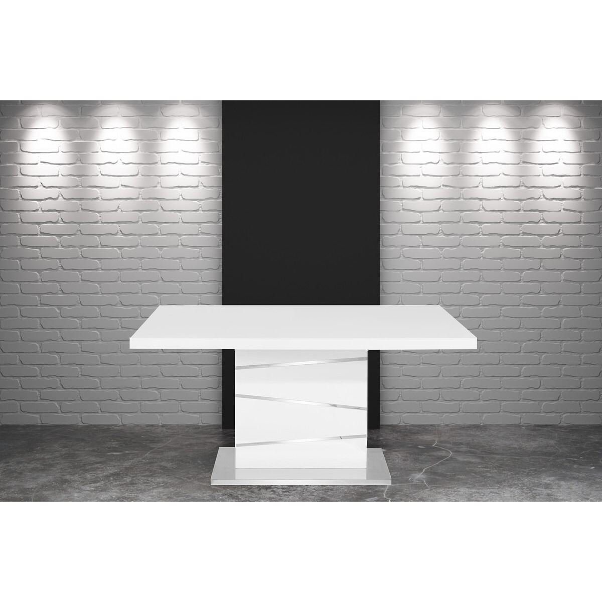 55" Rectangular White glossy dining table