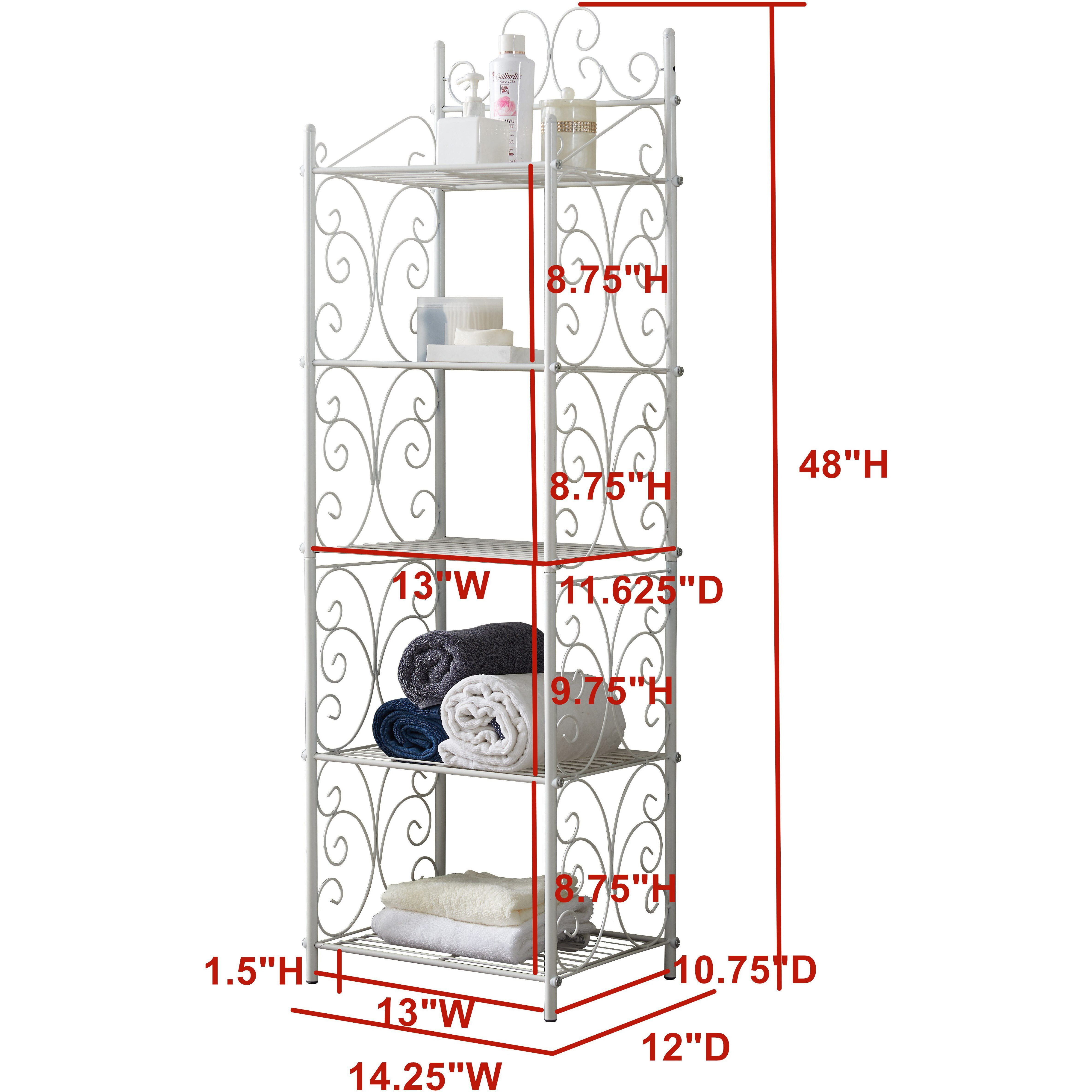 Edgeware 5 Tier Freestanding Bathroom Spacesaver Rack, White Metal