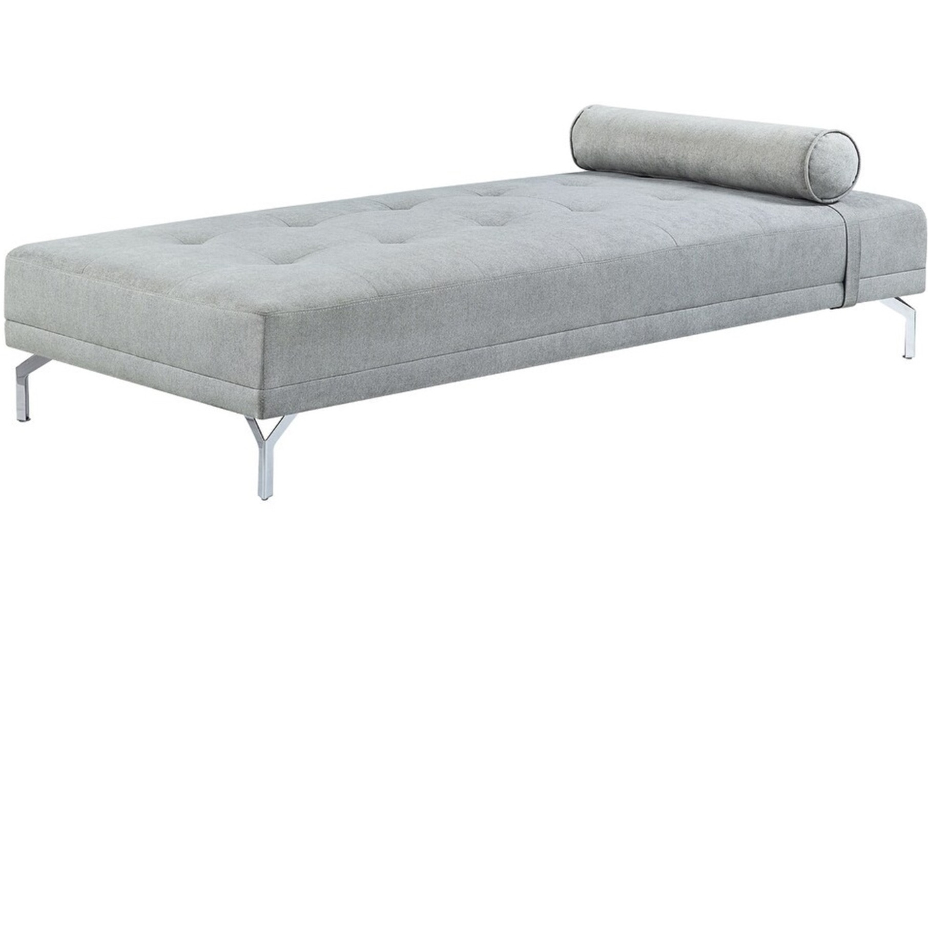 74 Inch Fabric Sofa Daybed, Tufted, 1 Bolster Pillow, Gray
