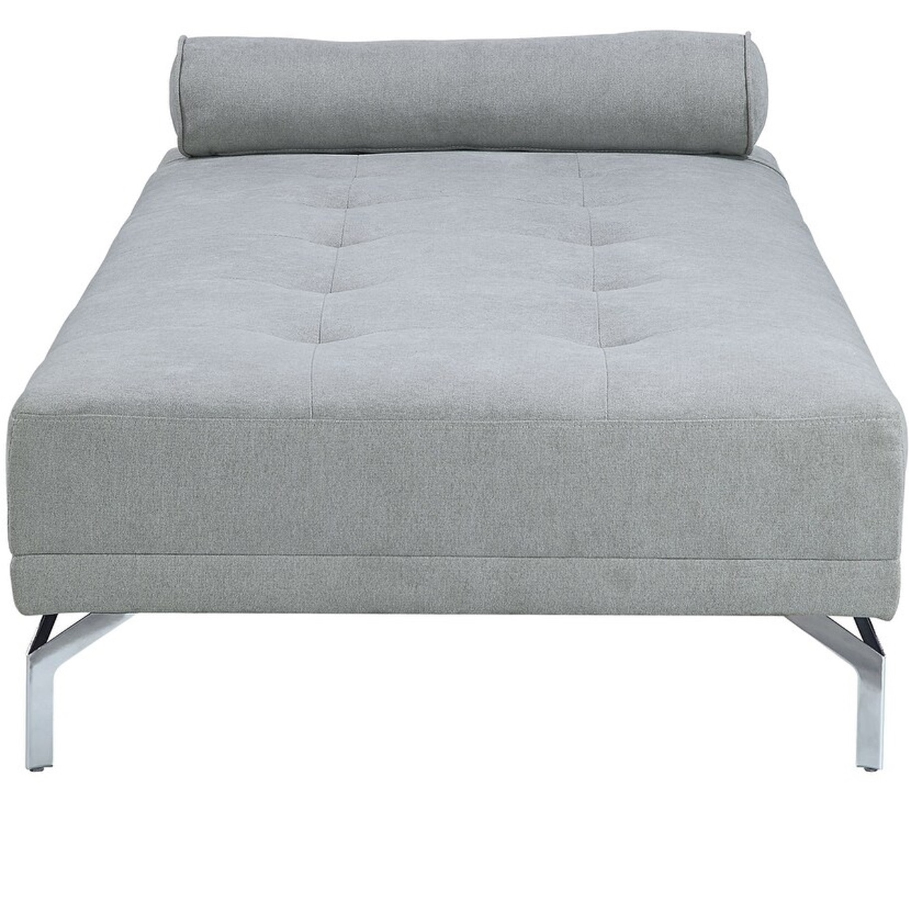 74 Inch Fabric Sofa Daybed, Tufted, 1 Bolster Pillow, Gray