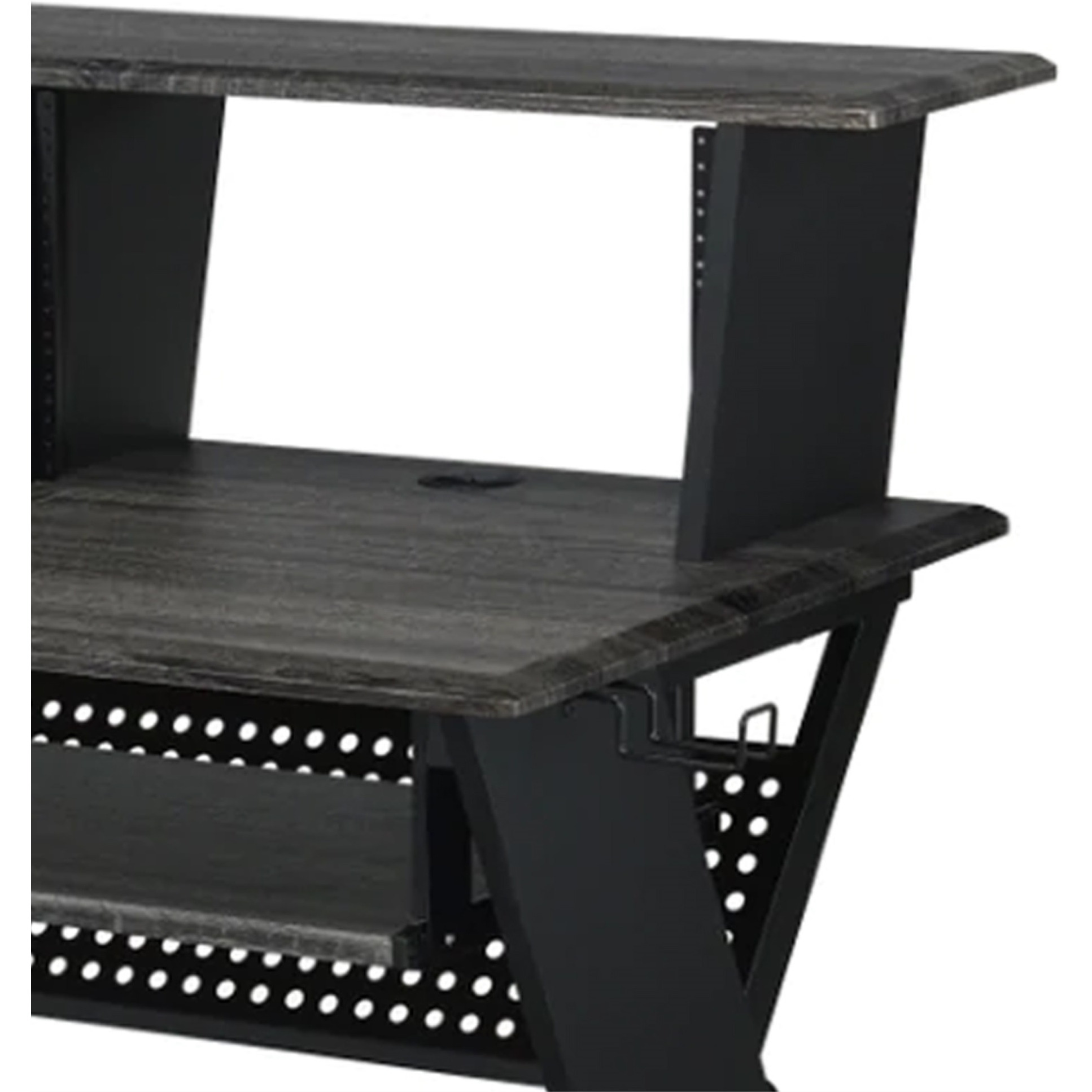 Tin 47 Inch Wood Music Desk Studio Station, Keyboard Tray, Shelves, Gray