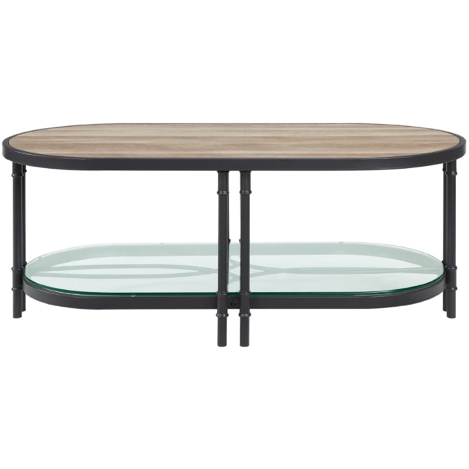 Ley 47 Inch Wood Coffee Table, Oblong, Industrial Design, Oak