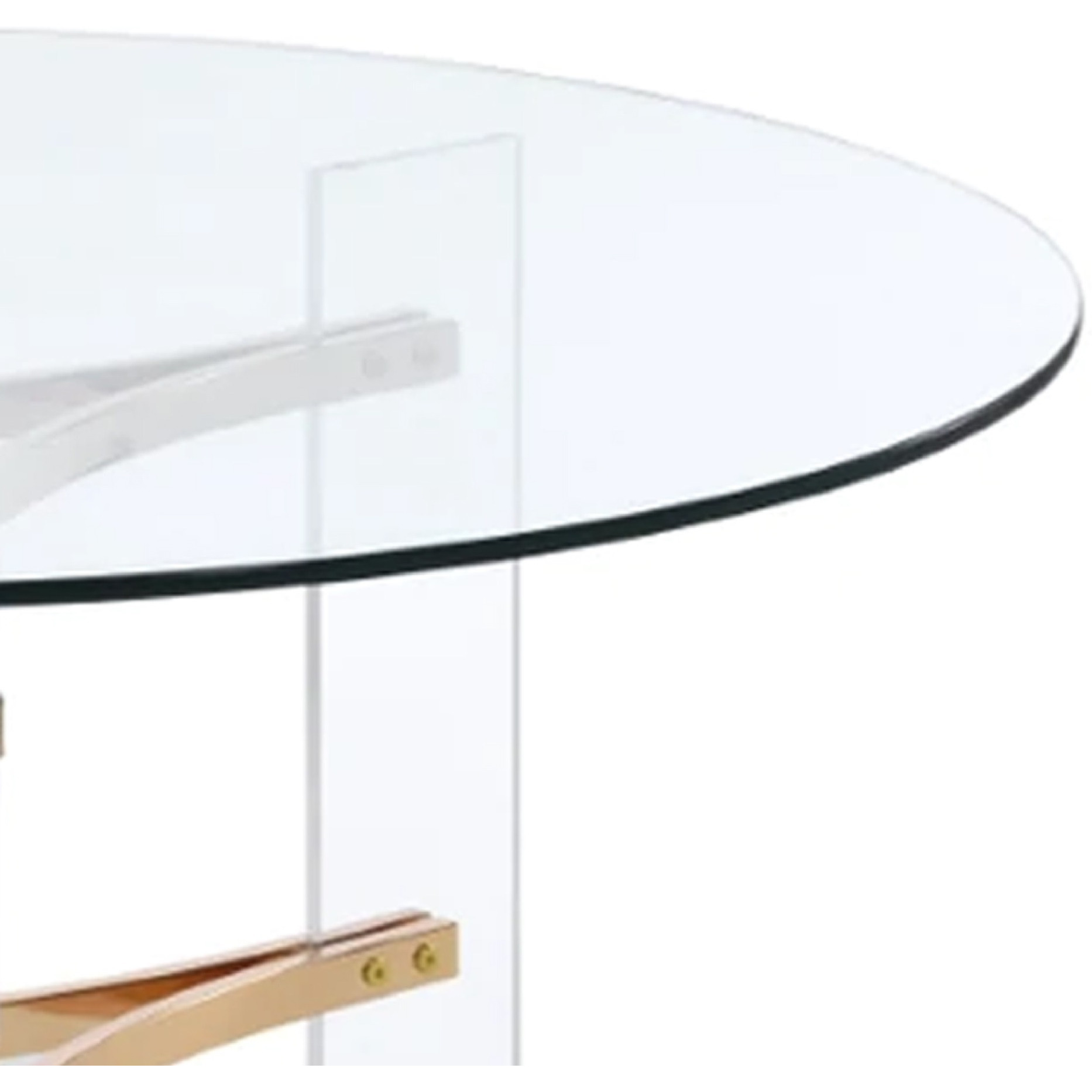 Hale 41 Inch Round Coffee Table, Glass Top, Acrylic Legs, Clear, Gold