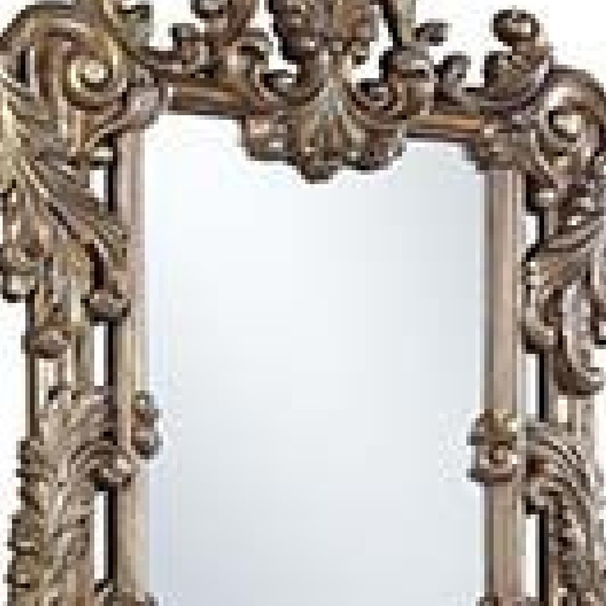 60 Inch Wall Mirror, Oversized Scrolled Carving, Bronze