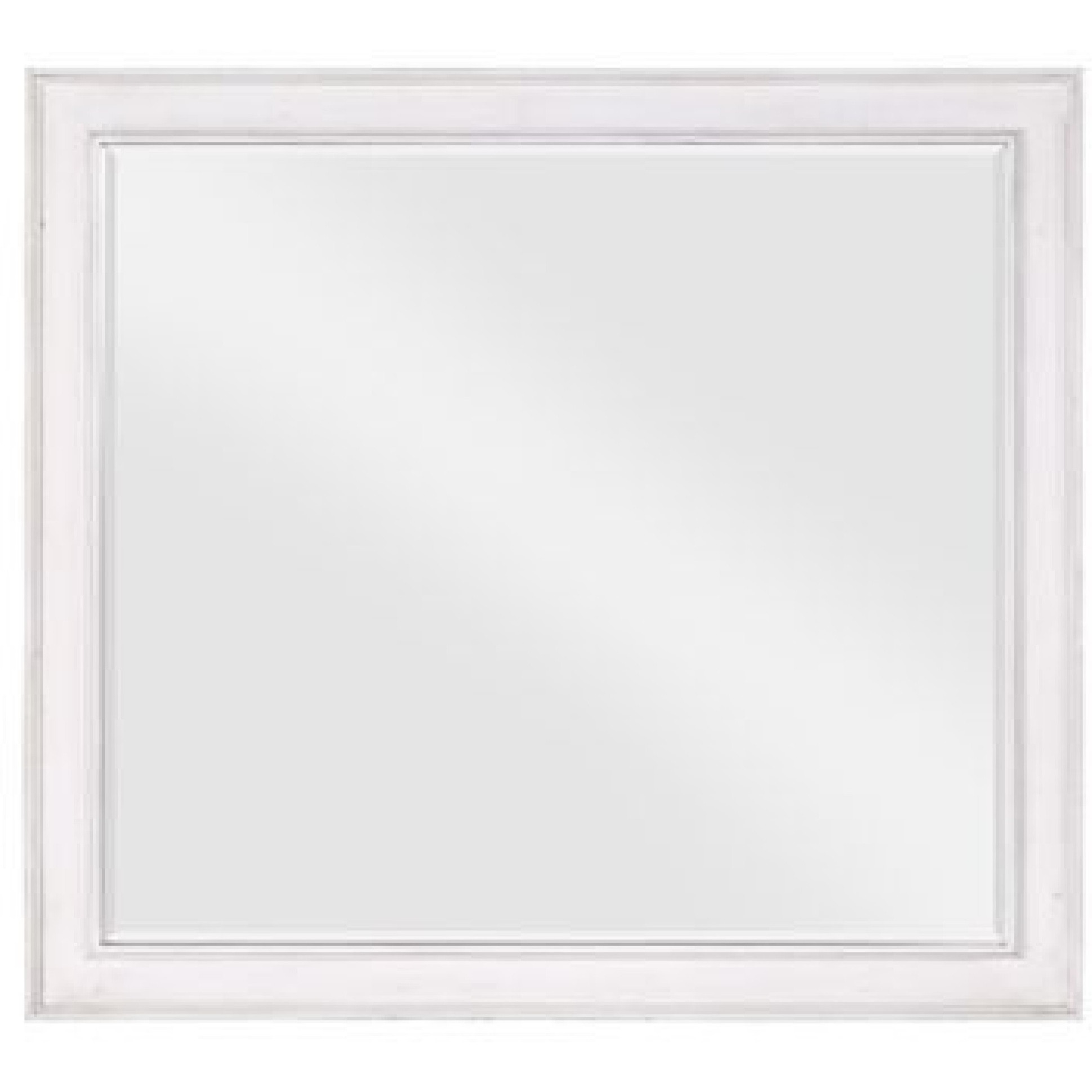 42 Inch Wall Mirror, Molded Sleek Wood Frame, White