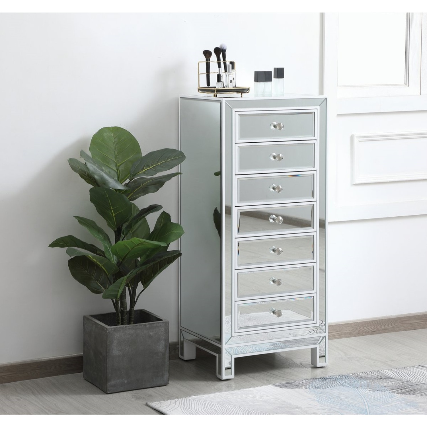 18 inch mirrored lingere chest in white