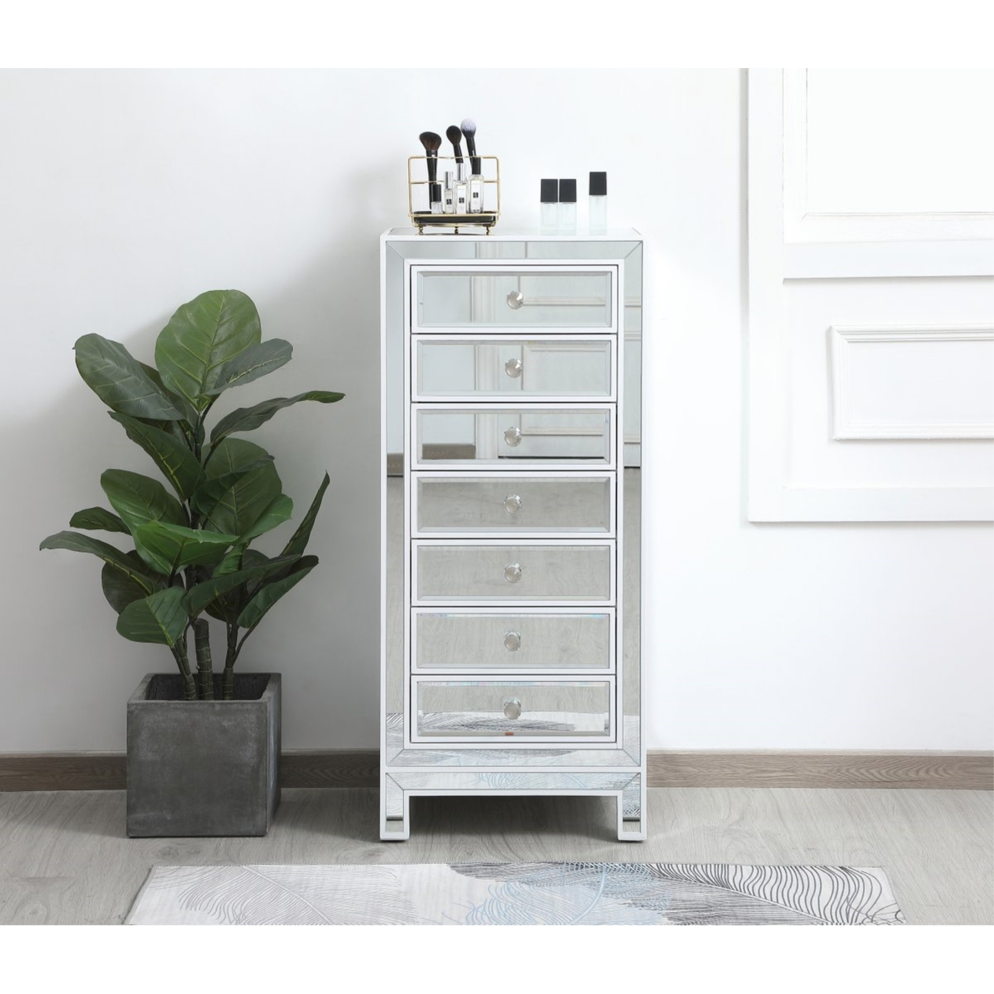 18 inch mirrored lingere chest in white