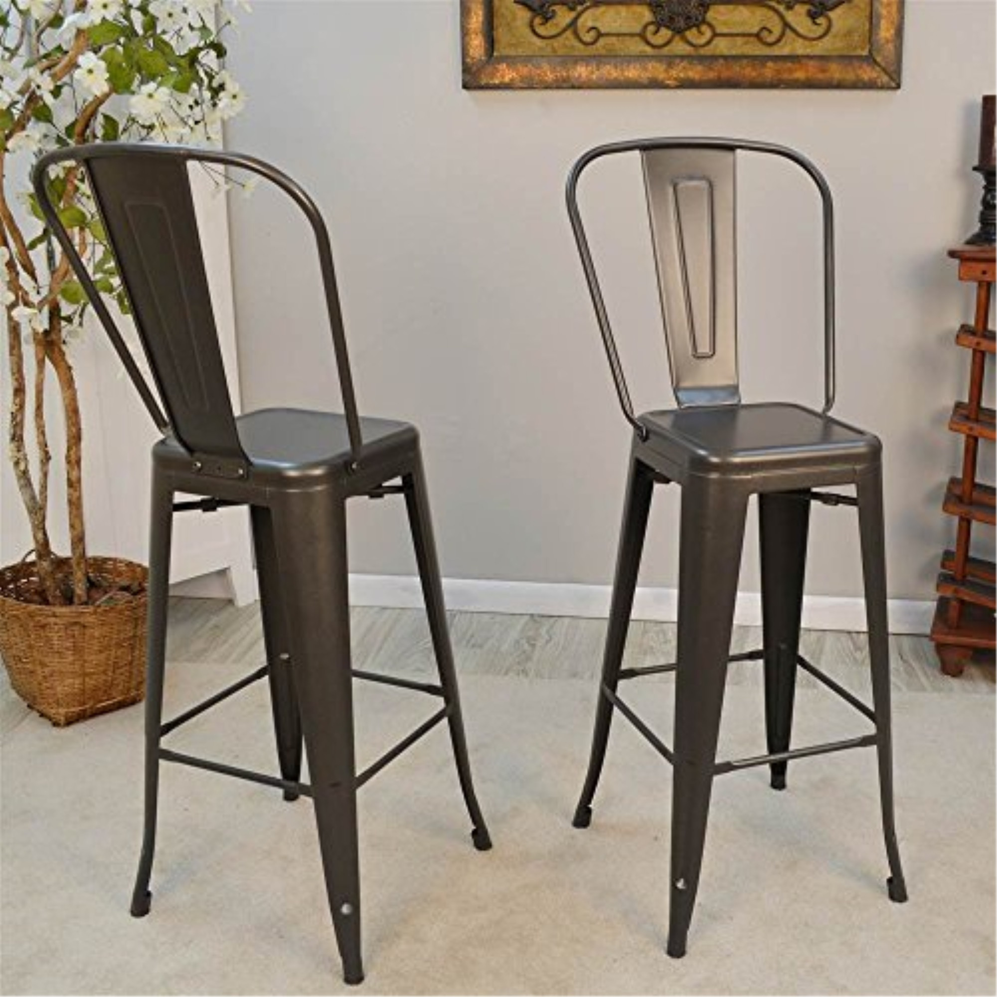 Annette 24" Industrial Barstool Pair