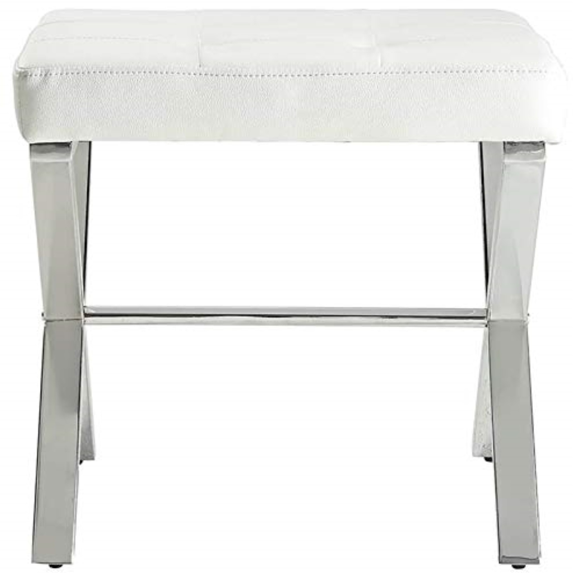 Elisabetta Vanity Bench, White, Chrome