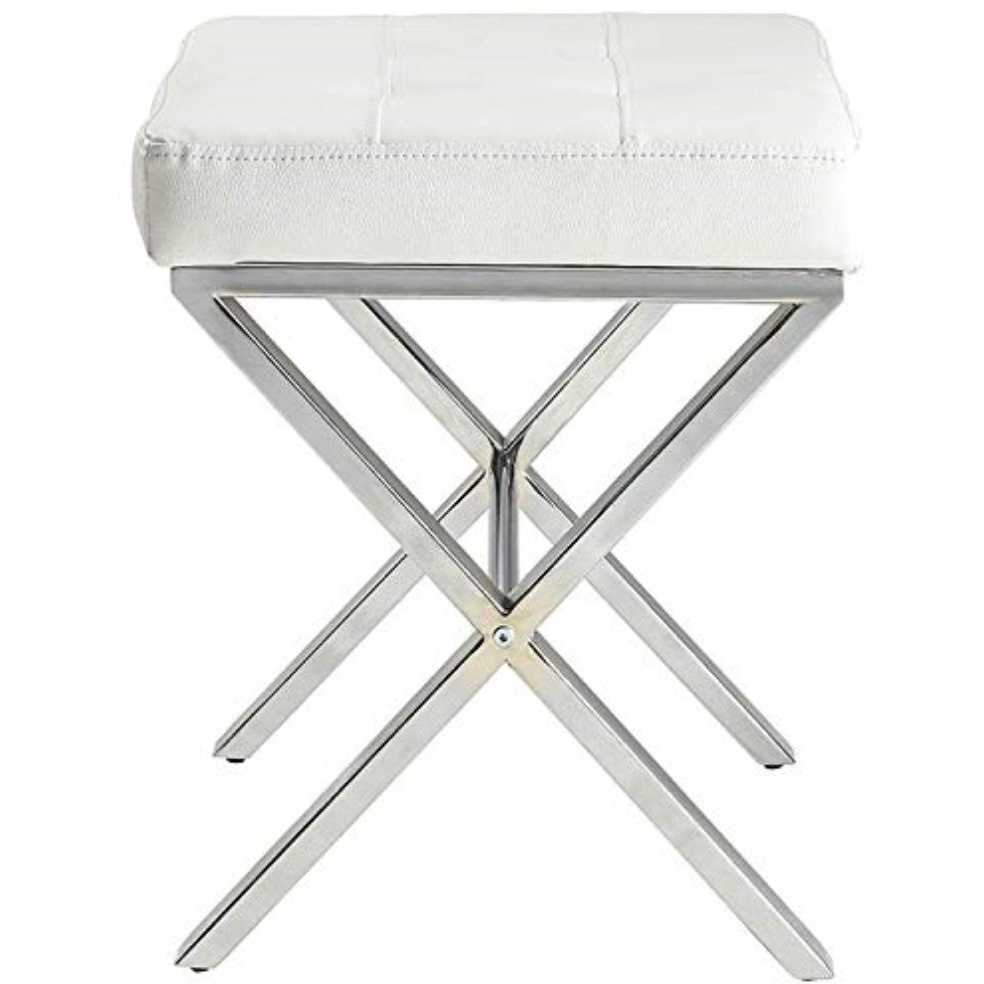 Elisabetta Vanity Bench, White, Chrome