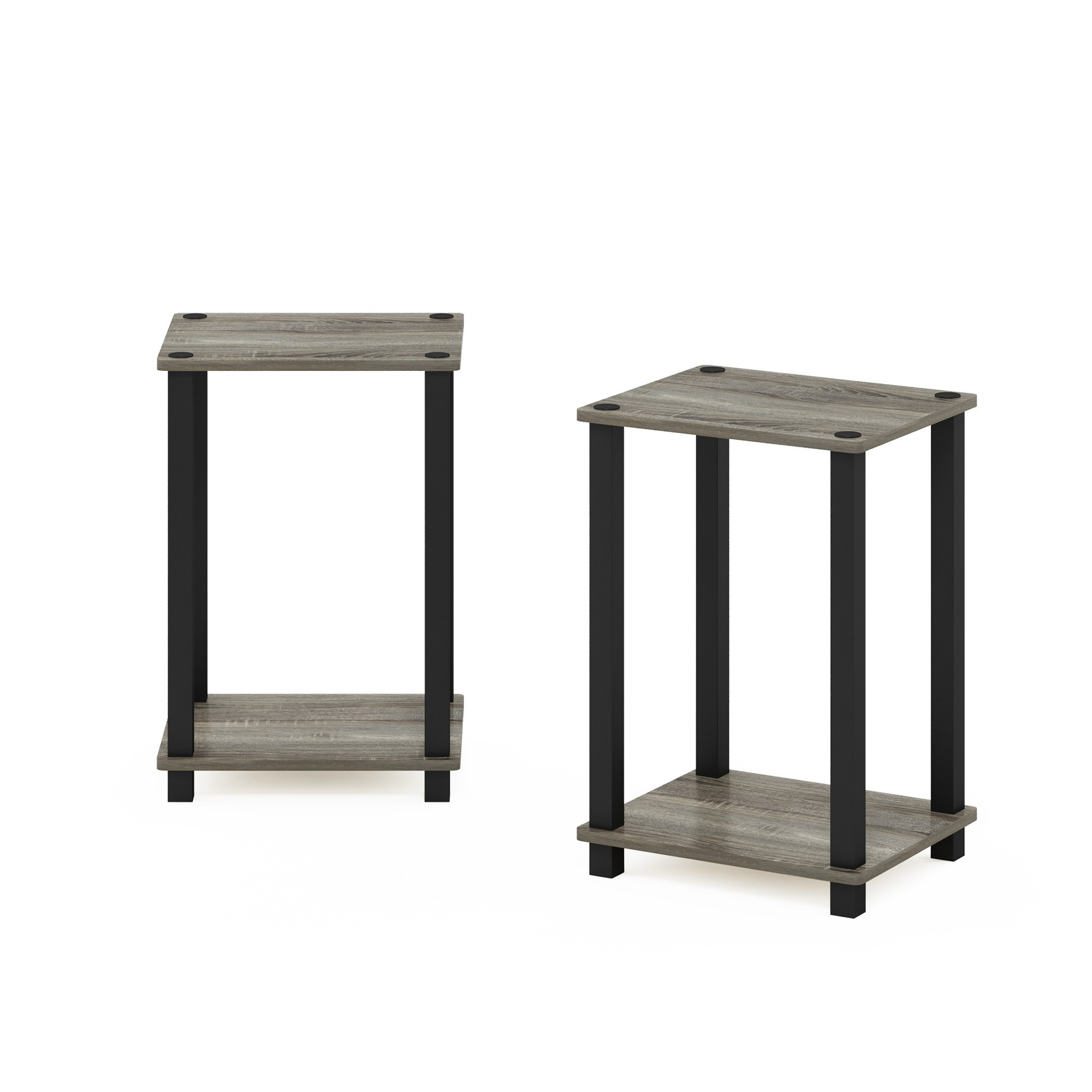 Furinno Simplistic End Table, Small, Set of 2, French Oak/Black