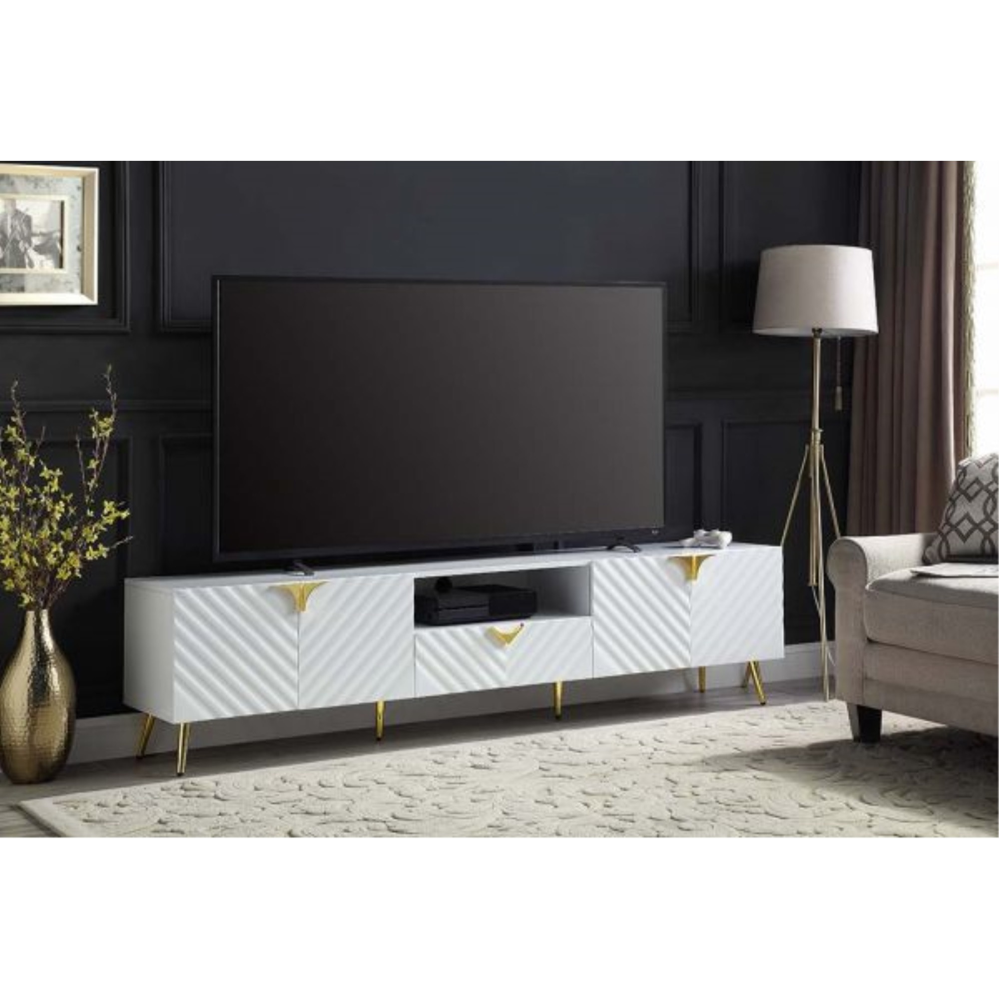 LV01138 TV Stand, White High Gloss Finish - Gaines ( 1Pc/1Ctn )