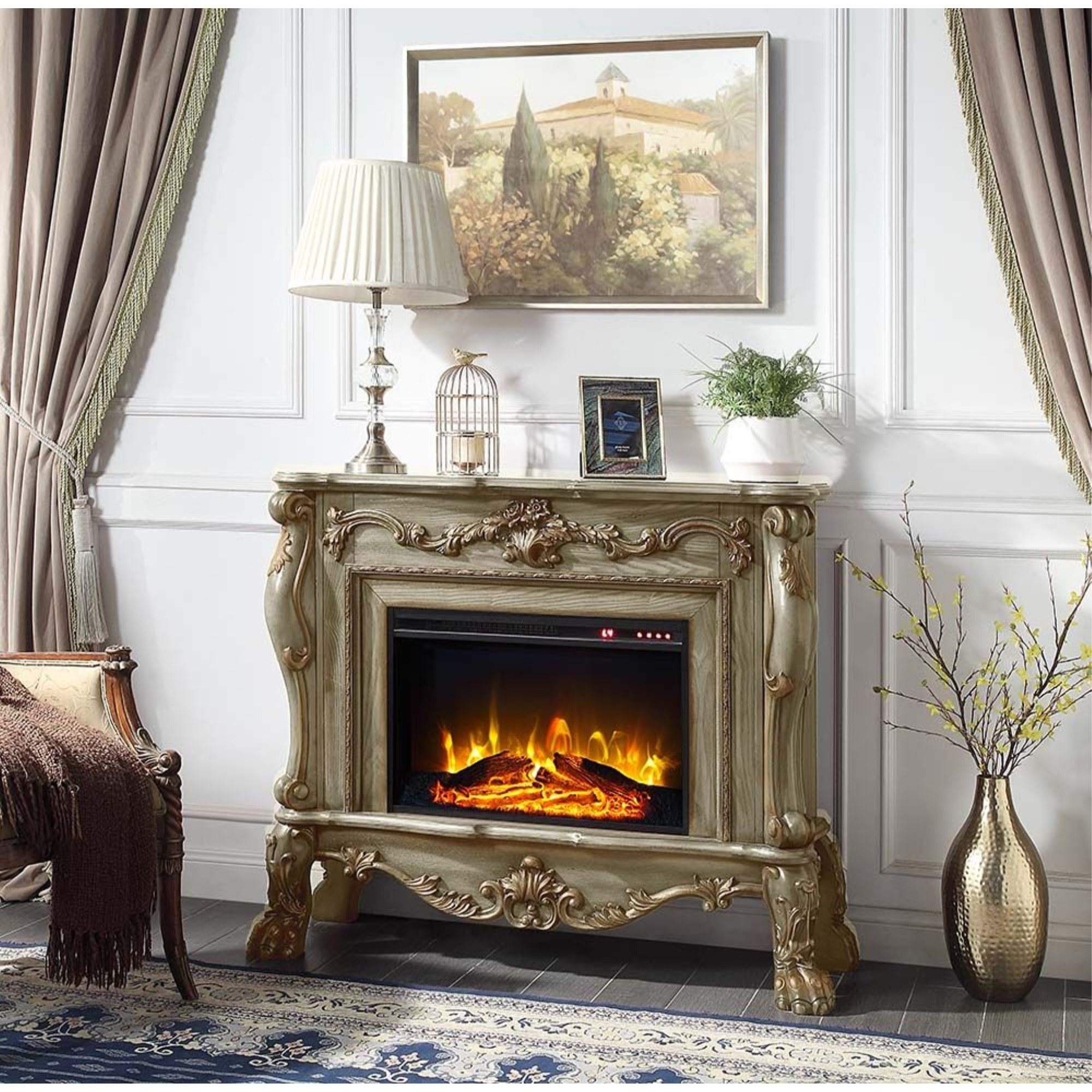AC01308 Fireplace, Gold Patina Finish - Dresden ( 1Pc/1Ctn )