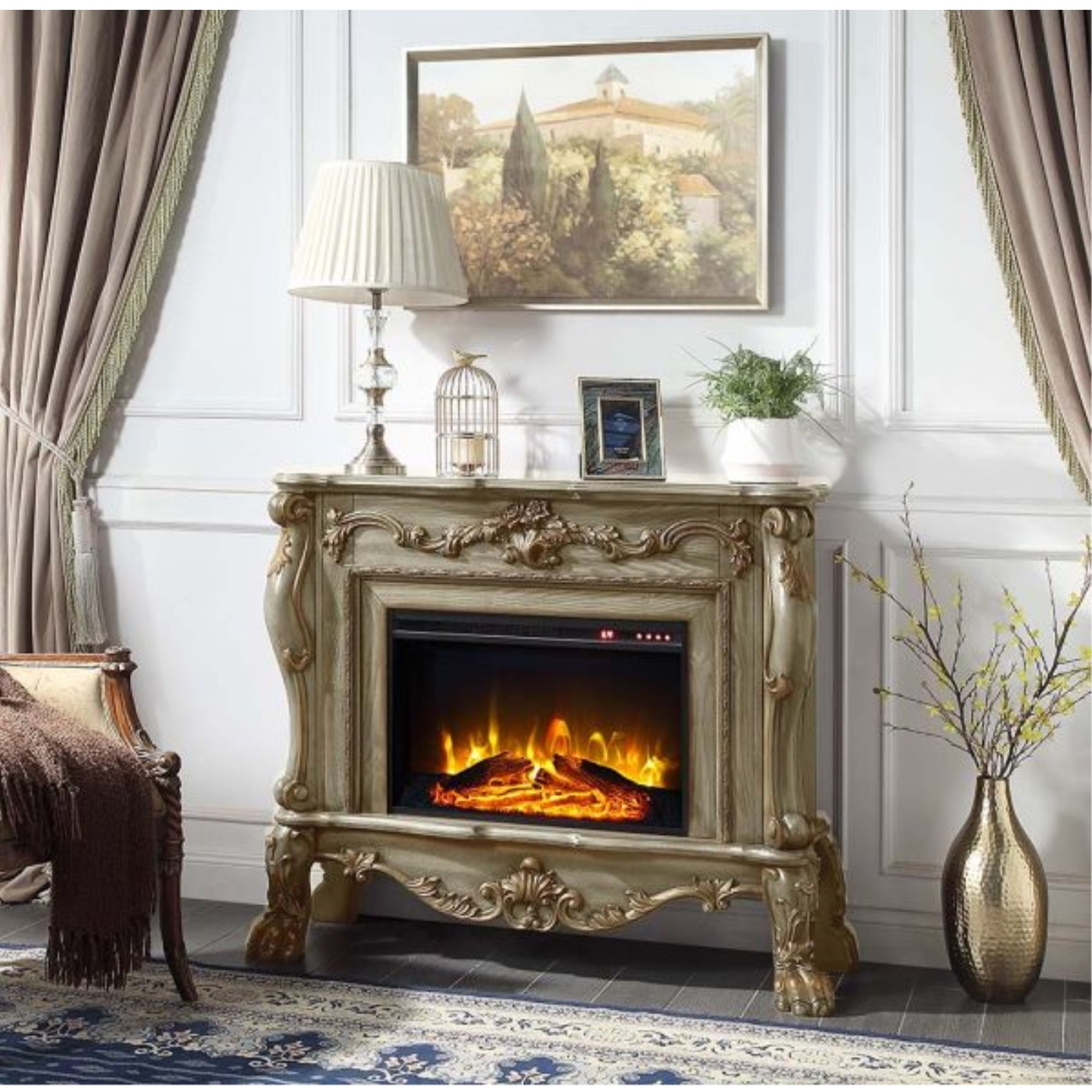 AC01308 Fireplace, Gold Patina Finish - Dresden ( 1Pc/1Ctn )