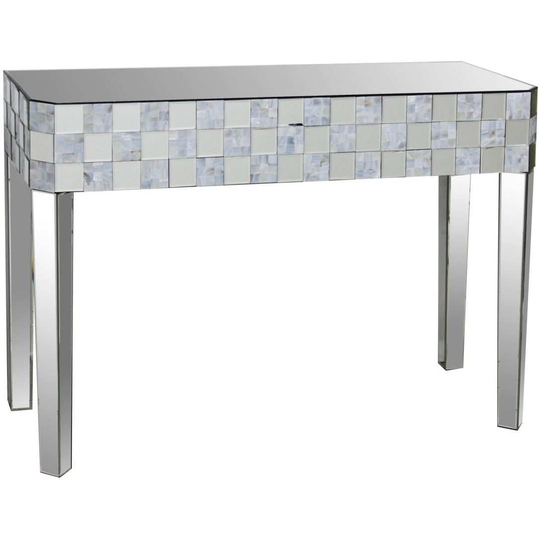 Frosted Chequered Pattern Console Table In Rectangular Shape, Clear