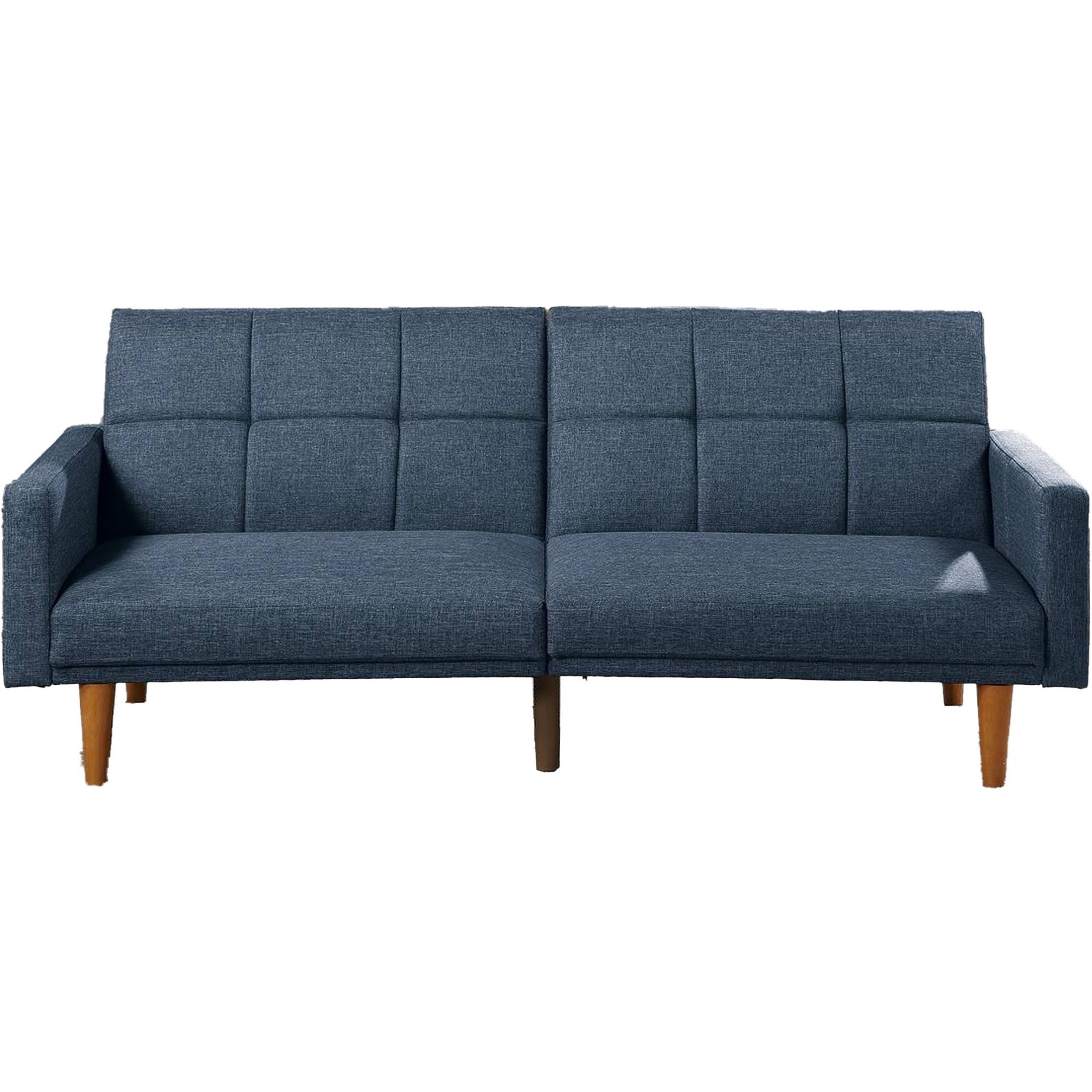 Fabric Adjustable Sofa with Square Tufted Back, Blue