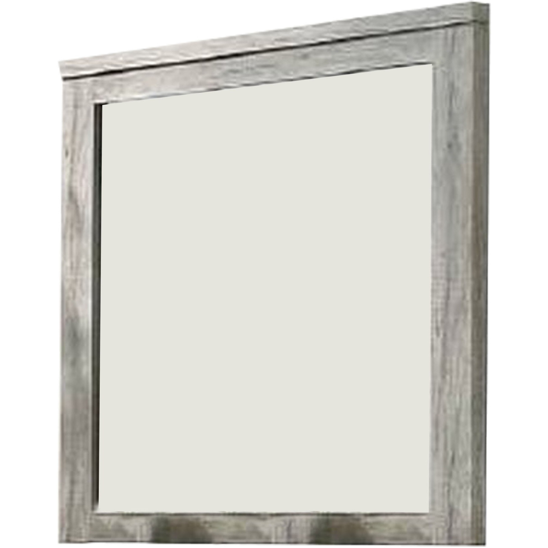 Wall Mirror with Rectangular Frame and Molded Details, Gray
