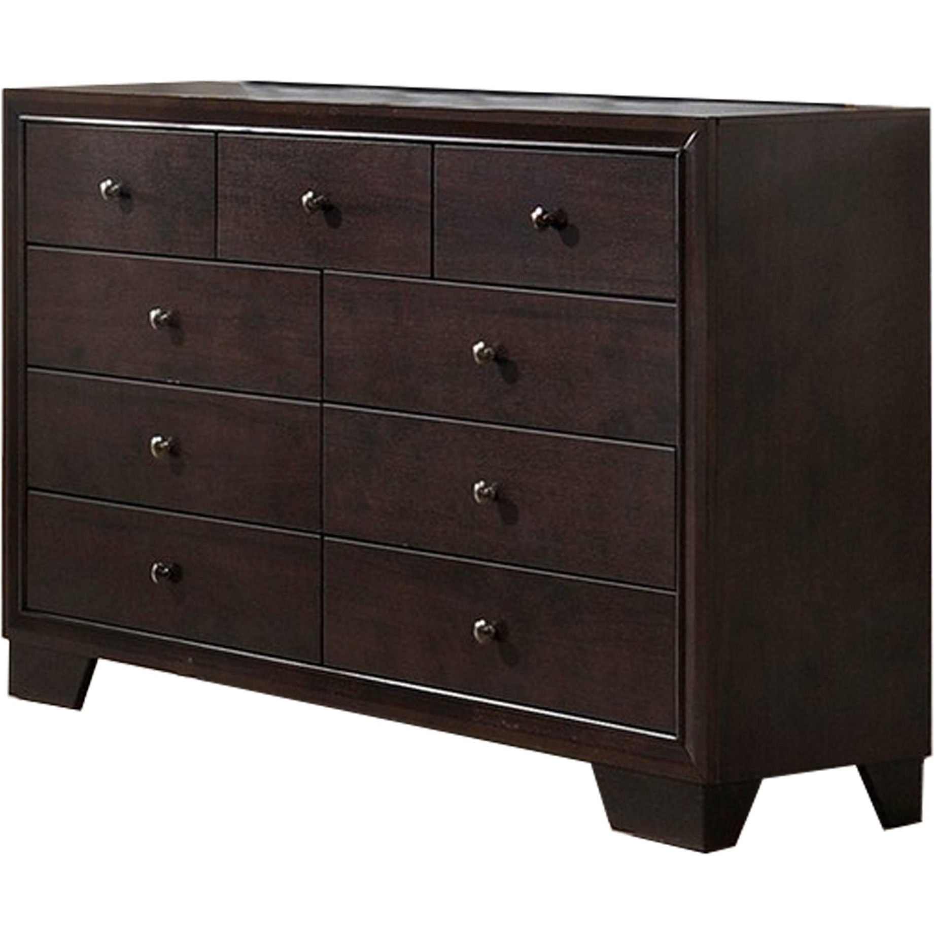 Wooden Dresser with 9 Spacious Drawers, Brown